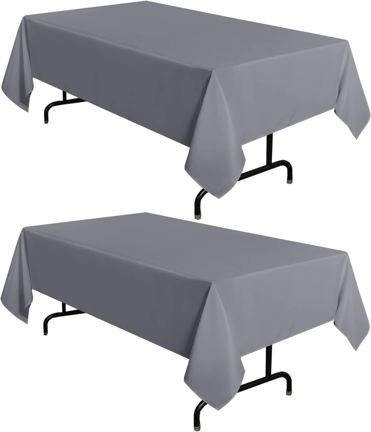 sancua 2 Pack Light Grey Tablecloth 60 x 102 Inch, Rectangle 6 Feet Table Cloth - Stain and Wrinkle Resistant Washable Polyester Table Cover for Dining Table, Buffet Parties and Camping