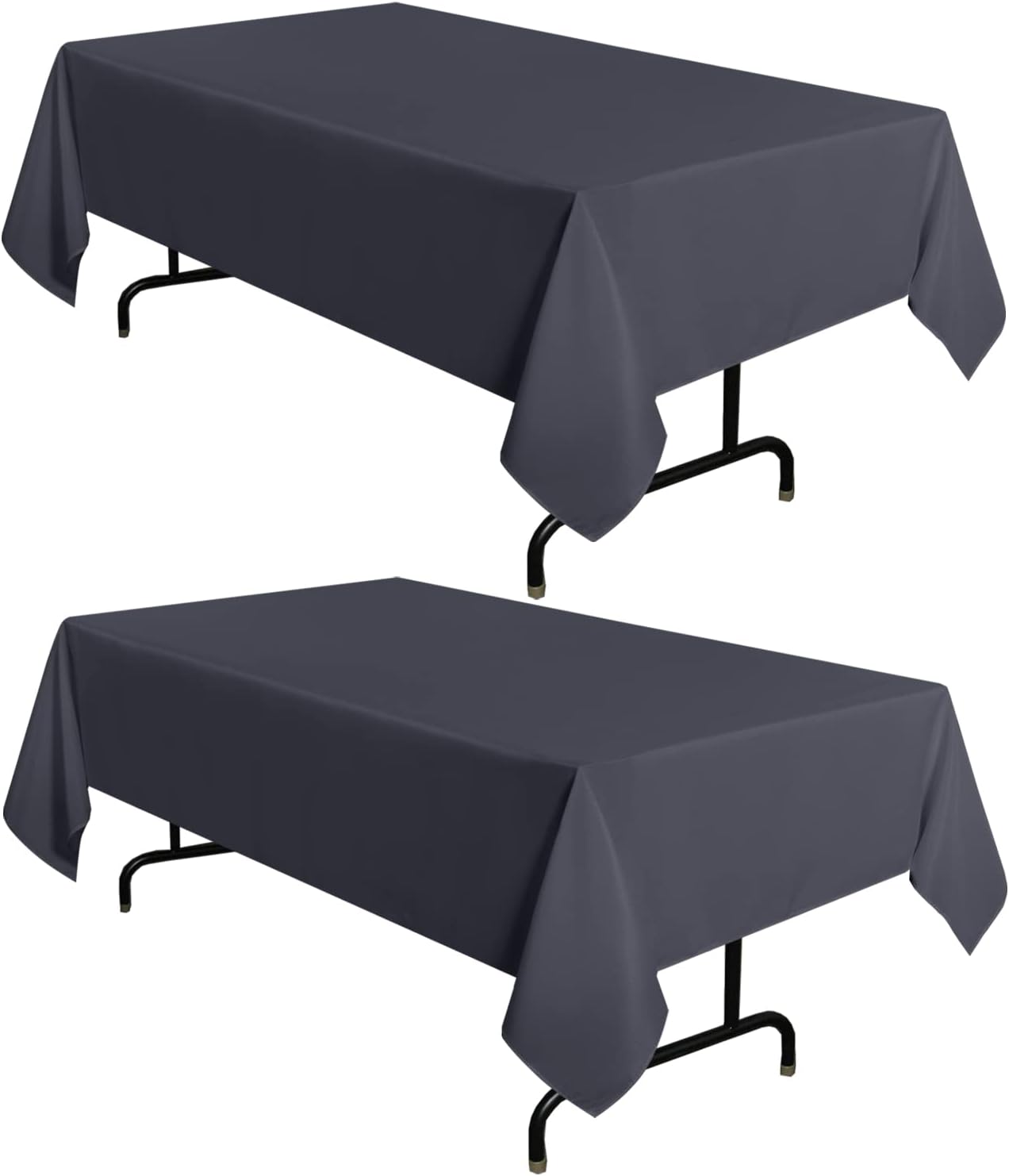sancua 2 Pack Dark Grey Tablecloth 60 x 102 Inch, Rectangle 6 Feet Table Cloth - Stain and Wrinkle Resistant Washable Polyester Table Cover for Dining Table, Buffet Parties and Camping