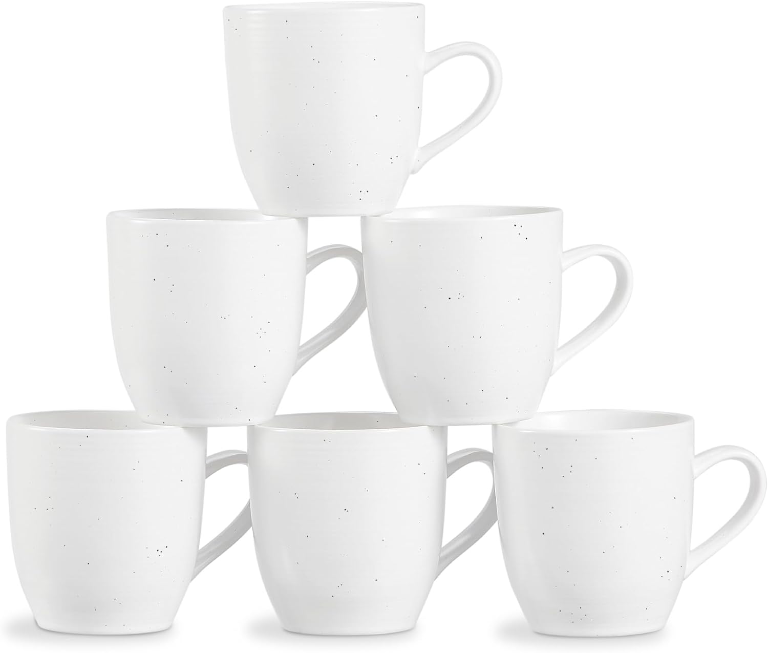 ONEMORE Coffee Mugs Set of 6, 16 oz Ceramic Mug with Handle for Tea Cocoa Milk Juice Latte Cappuccino, Large Speckled Coffee Cups for Men Women Home or Office Use Dishwasher & Microwave Safe, White