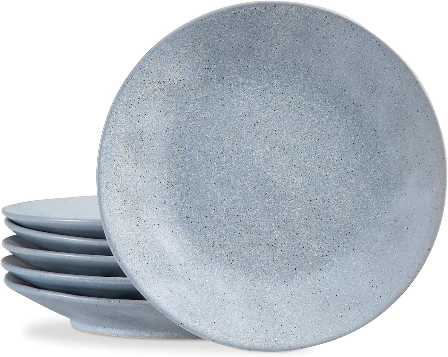 ONEMORE Ceramic Dinner Plates set of 6, 10.5 in - Microwave/Oven/Dishwasher Safe Modern Kitchen Plates - Speckled, Matte, Durable - Blue and Grey