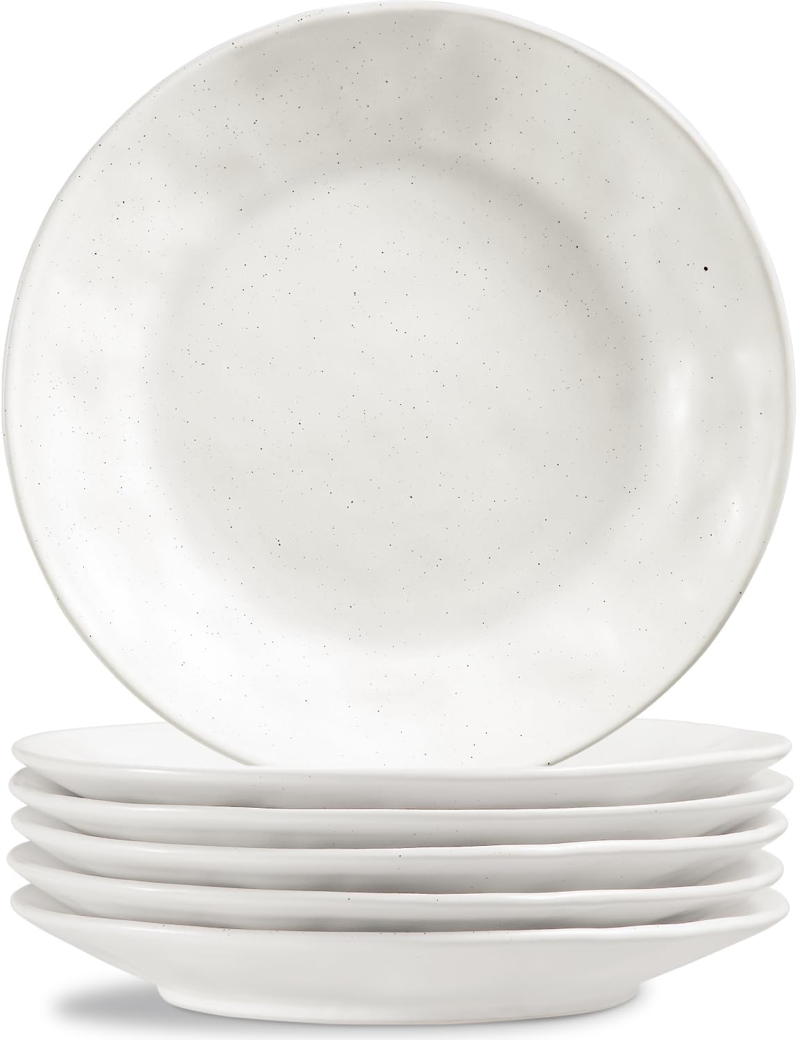 ONEMORE Ceramic 10.5 Dinner Plates Set of 6 - Microwave Oven & Dishwasher Safe Porcelain Dinnerware Set - Durable, Matte Glaze, Handmade, Well Packed Gift- Cream White