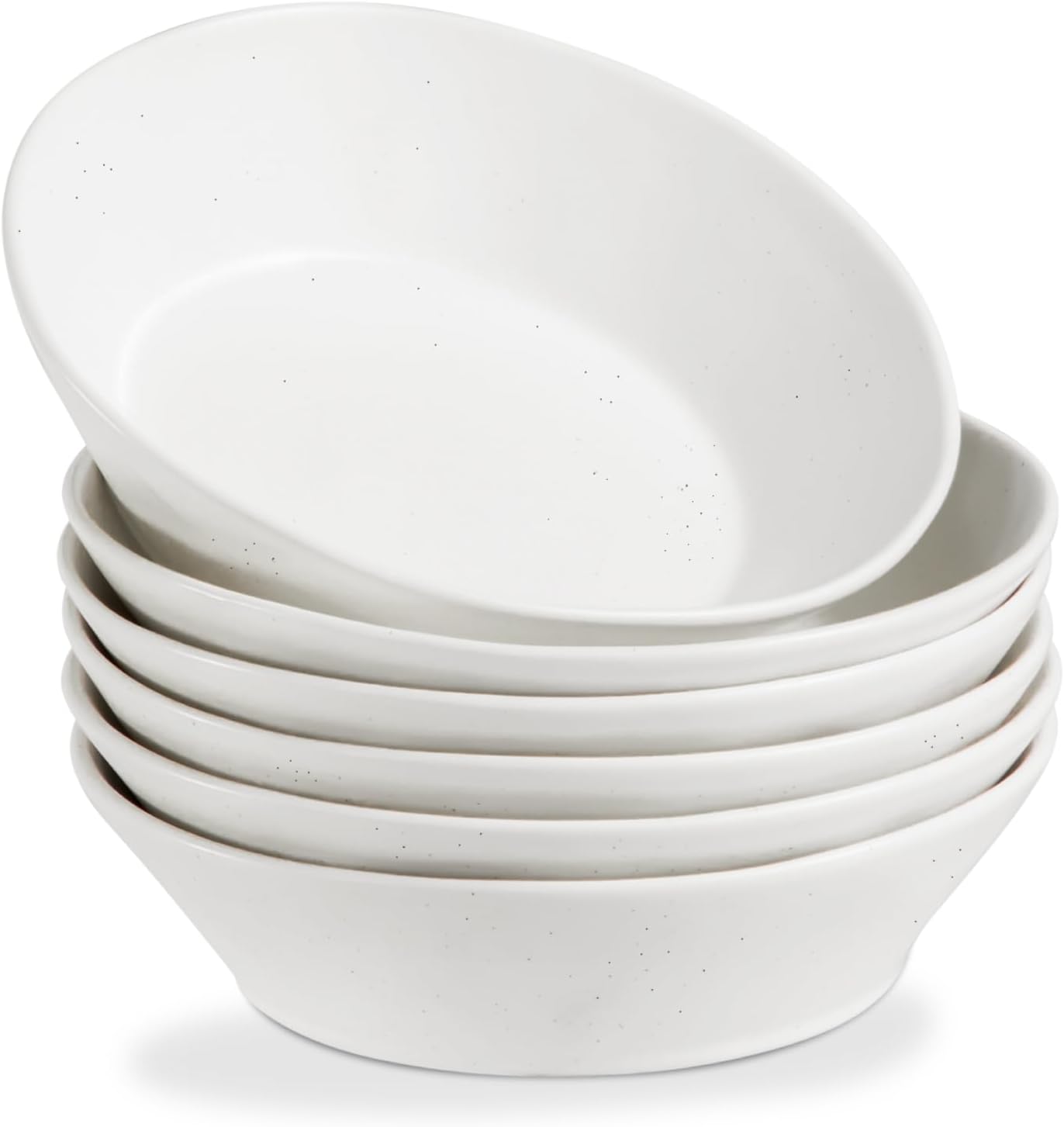 ONEMORE Ceramic Pasta Bowl Set of 6, 30oz - Oven Safe Deep Bowls for Serving - Microwave & Dishwasher Safe, Speckled, Matte - Cream White