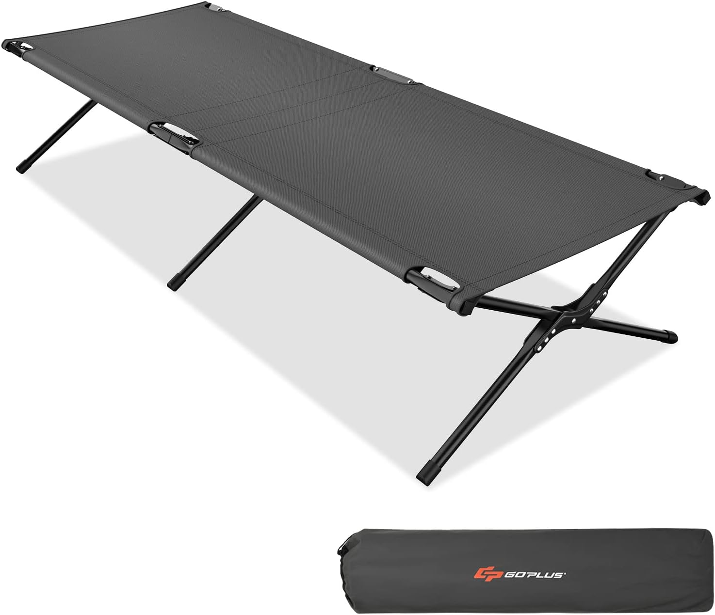 Goplus Folding Camping Cot with Carrying Bag, Portable Lightweight Outdoor Sleeping Bed for Adults Kids, 300LBS Weight Capacity, Heavy-Duty Camping Bed for Traveling