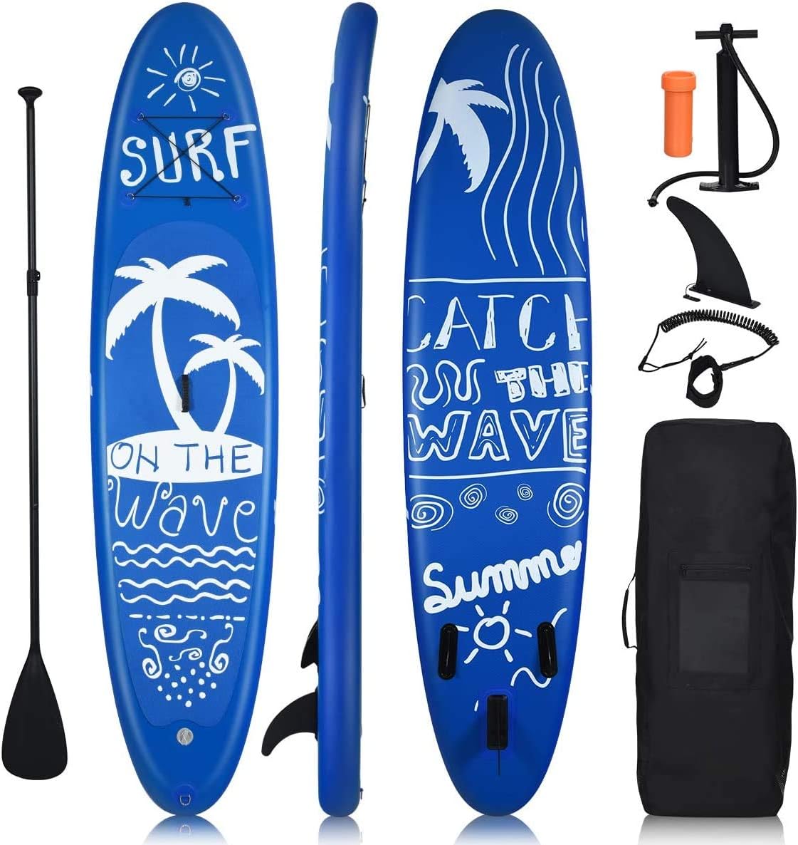 Goplus 9.8'/10'/11' Inflatable Stand Up Paddle Board, 6.5 Thick SUP with Premium Accessories and Carry Bag, Wide Stance, Bottom Fin for Paddling, Surf Control, Non-Slip Deck, for Youth and Adult