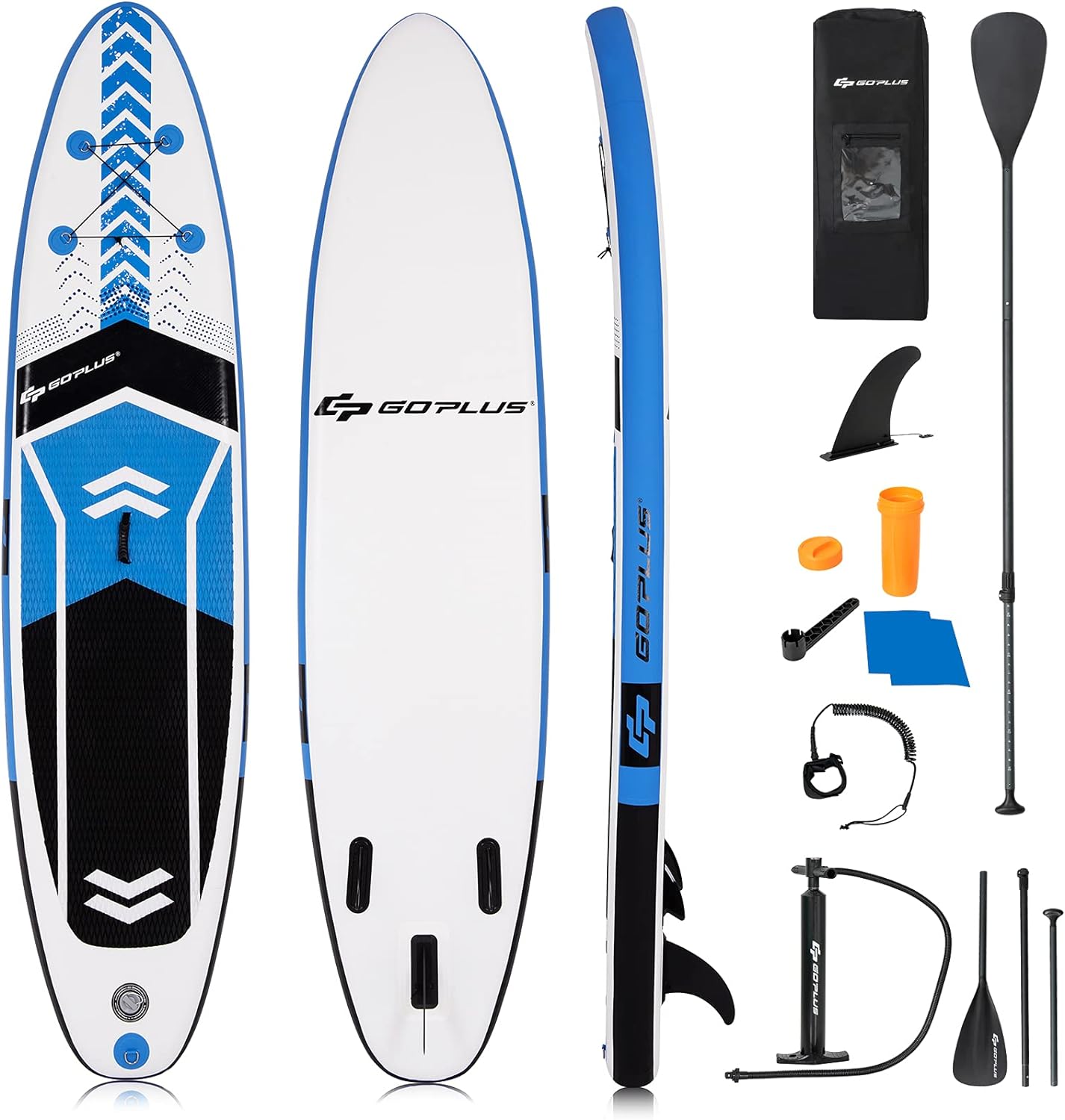 GOPLUS 10.5FT Inflatable Stand Up Paddle Board 6 Thick SUP Cruiser with Free Premium SUP Accessories, Backpack, Adjustable Paddle and Hand Pump, for Youth & Adult