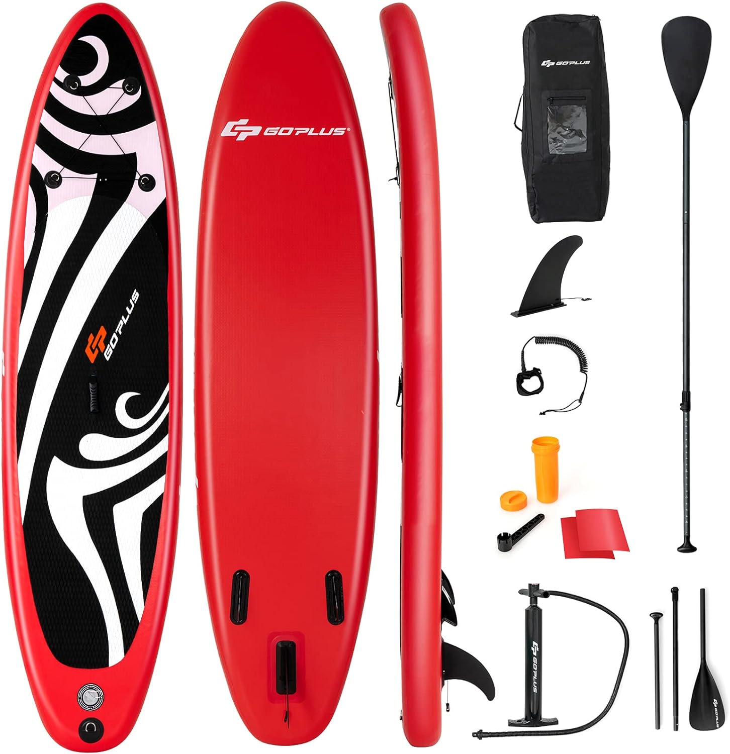 Goplus Inflatable Stand up Paddle Board, 10'/10.5'/11' SUP 6 Thick with Premium Accessories, Adjustable Aluminum Paddle, Leash, Carry Bag, Hand Pump, Removable Fin, ISUP for Adults