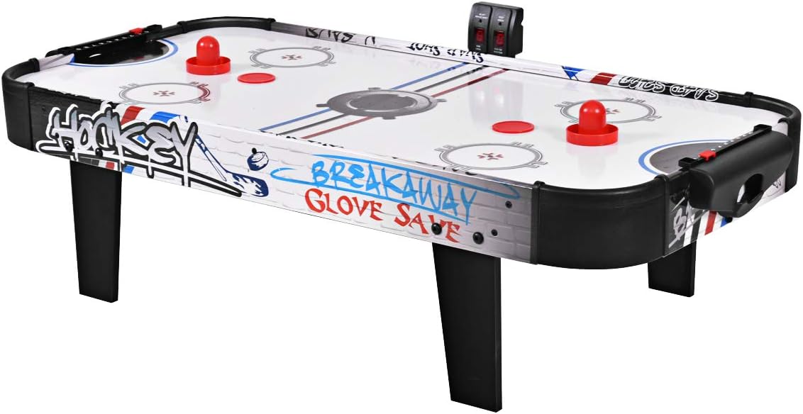 Goplus Air Hockey Table, 42 Inch Tabletop Air Hockey Game with LED Scoreboard, 2 Pucks, 2 Pushers, Powerful Motor, Indoor Arcade Table Gaming Set for Kids Gift