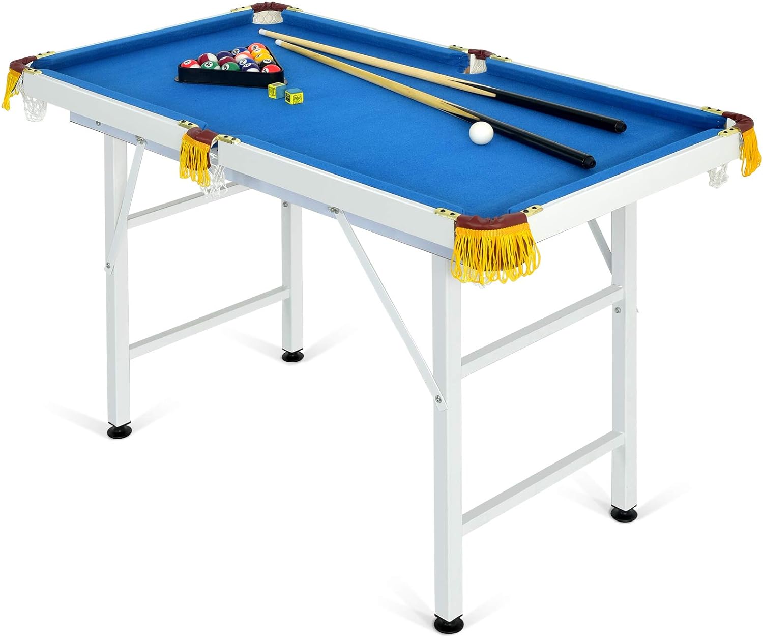 Goplus 47/48 Pool Table, Mini Pool Game Table with 2 Cue Sticks, 16 Balls, Triangle, Chalk, Portable Compact Billiard Table for Kids Adults Family