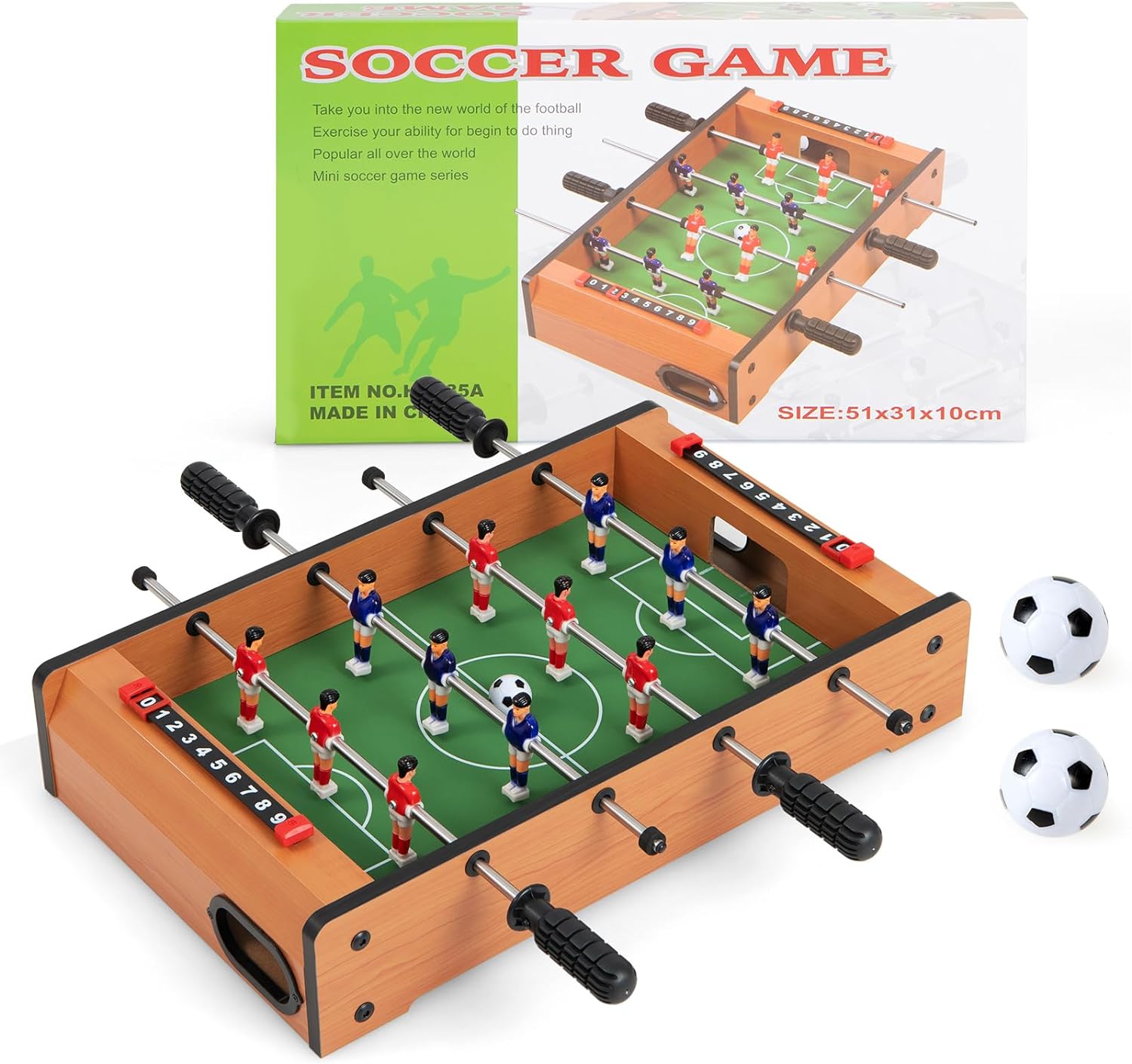 Goplus Foosball Table, 20 Inch Mini Tabletop Soccer Table with 2 Balls, Score Keepers, Portable Football Table for Kids, Family Night, Game Rooms