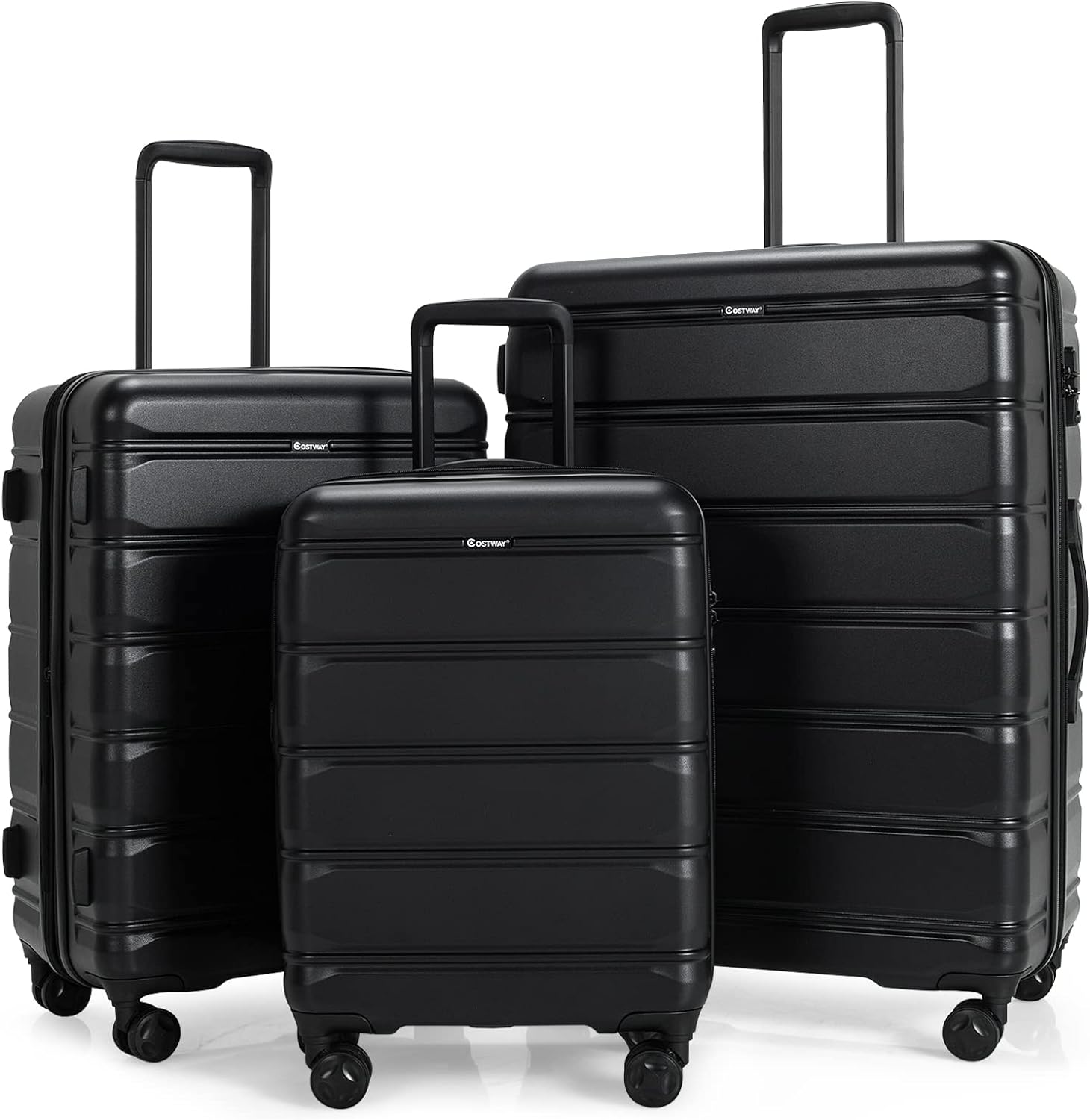 Goplus 3 Piece Luggage Set, Expandable Spinner Suitcase w/TSA Lock, 360 Double Wheels & Retractable Telescoping Handle, Lightweight PC Hard Case Luggage, 20in, 24in, 28in