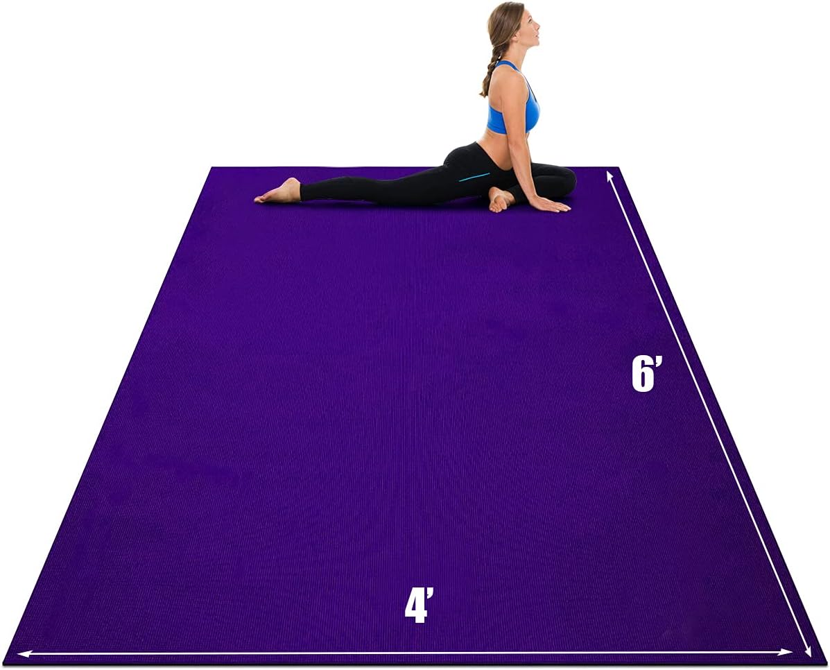 Goplus Large Yoga Mat, 7' x 5' x 8mm / 6' x 4' x 8mm Workout Mat with Straps, Eco Friendly Extra Thick Non Slip Fitness Exercise Mat for Home Gym Floor Cardio, Plyo, MMA, Jump Rope, Stretch