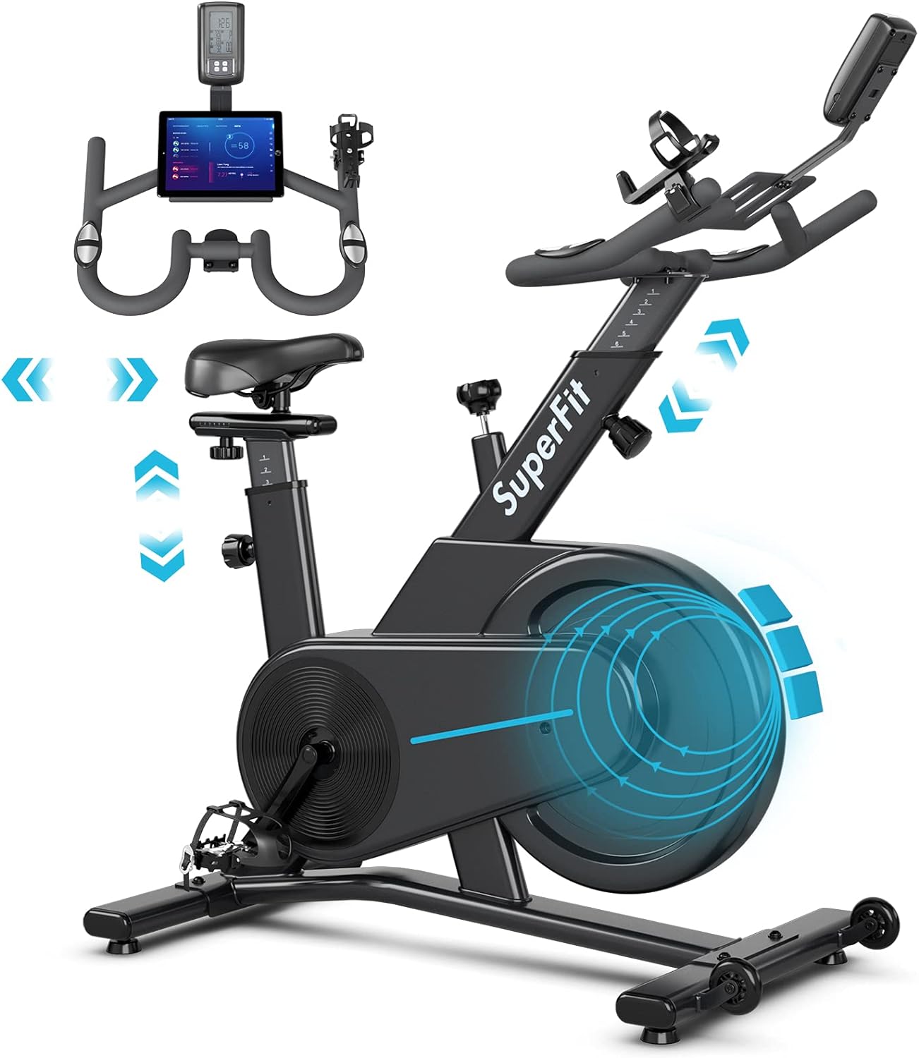 Goplus Magnetic Exercise Bike, Stationary Cycling Bike with Adjustable Seat & Handle, Fitness Bike with Heavy-duty Flywheel, Spinning Bicycle with Smooth Quiet Belt for Home Office Gym