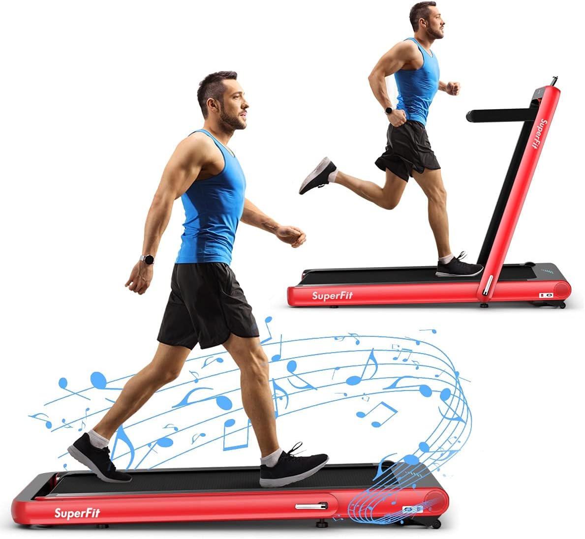 Goplus 2 in 1 Folding Treadmill, 4.75HP Superfit Under Desk Electric Treadmill with APP Control, LED Touch Screen, Blue Tooth Speaker, Remote Control, Walking Jogging for Home Office