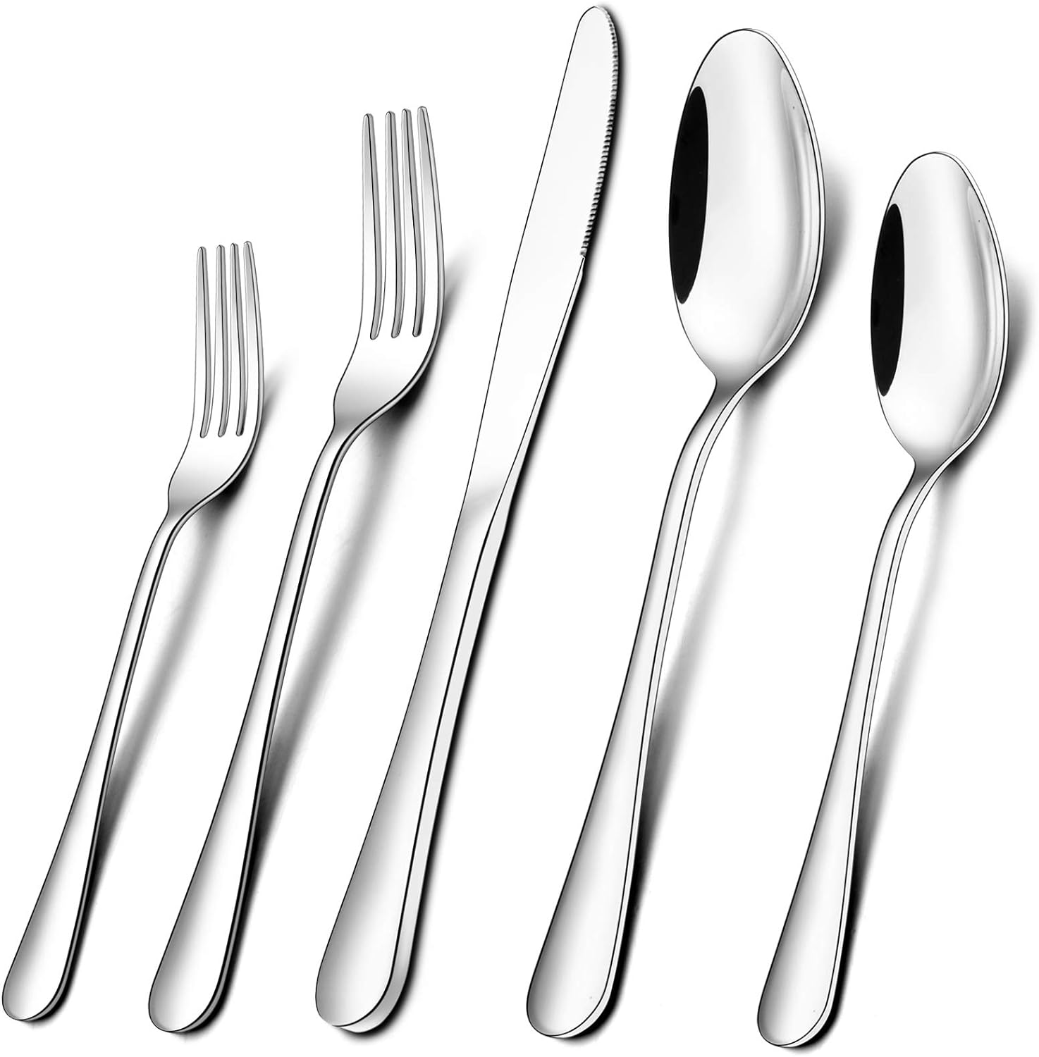 Wildone 30-Piece Silverware Flatware Cutlery Set, Stainless Steel Tableware Utensils Service for 6, Include Dinner Knives/Forks/Spoons, Mirror Polished, Dishwasher Safe