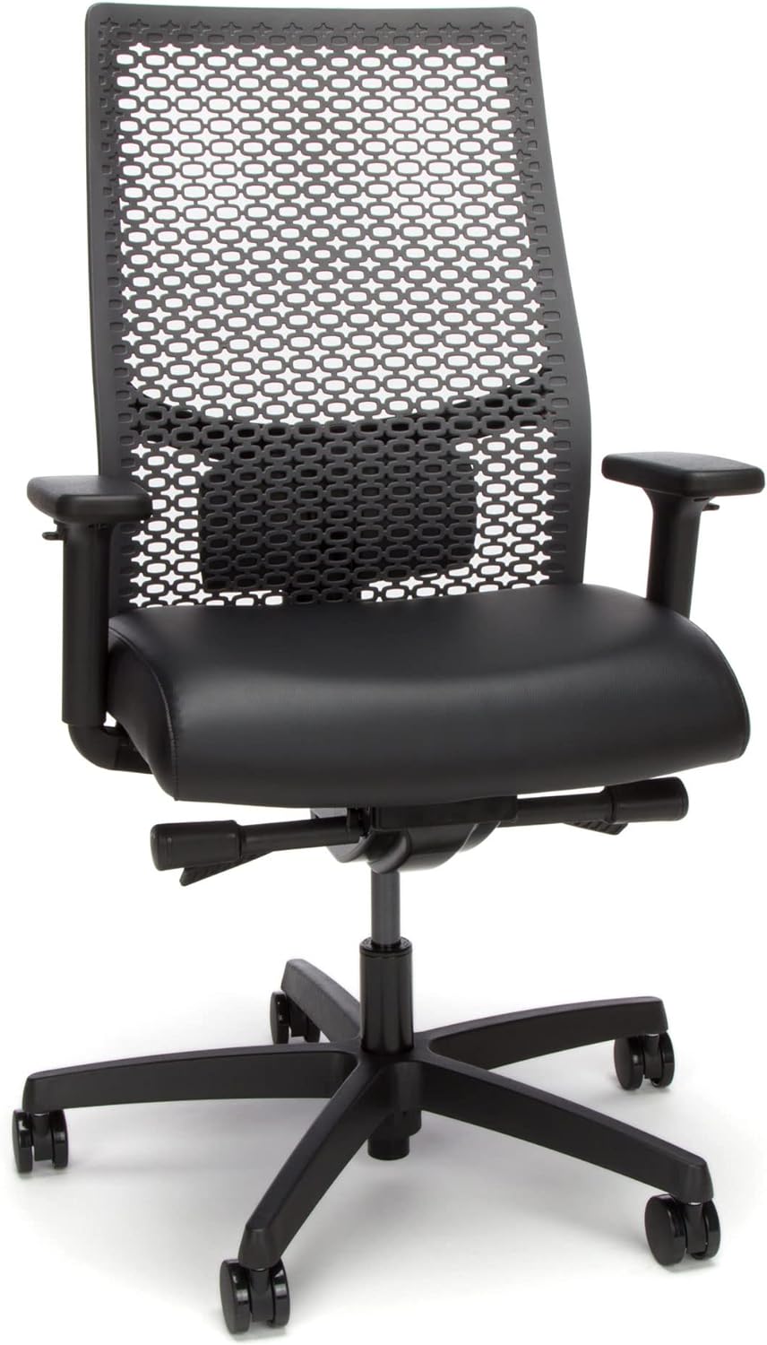 HON Ignition 2.0 ReActiv Office Chair Ergonomic Open Mesh-Style Back for High Airflow & Flex Support - Adjustable Lumbar, Synchro-Tilt Recline, Home Office Computer Desk Chair for Back Pain - Black