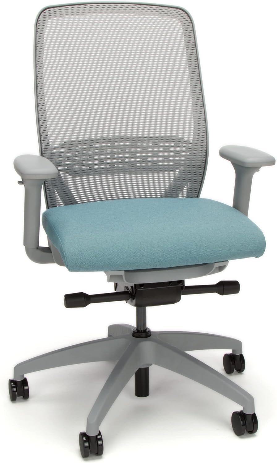 HON Nucleus Recharged Grey Office Chair Ergonomic Suspended Seat Mesh Back Computer Desk Chair for Home Office, Task Work - Synchro-Tilt Recline, Swivel Wheels, Adjustable Lumbar Support & Armrests