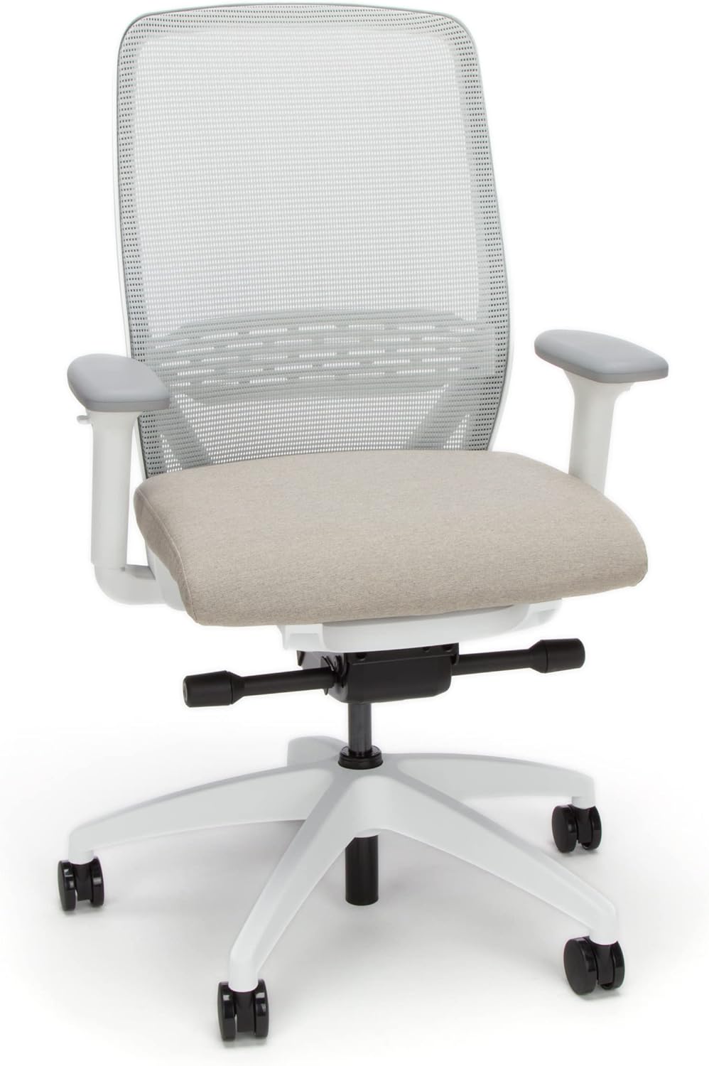 HON Nucleus Recharged White Office Chair Ergonomic Suspended Seat Mesh Back Computer Desk Chair for Home Office, Task Work - Synchro-Tilt Recline, Swivel Wheels, Adjustable Lumbar Support & Armrests
