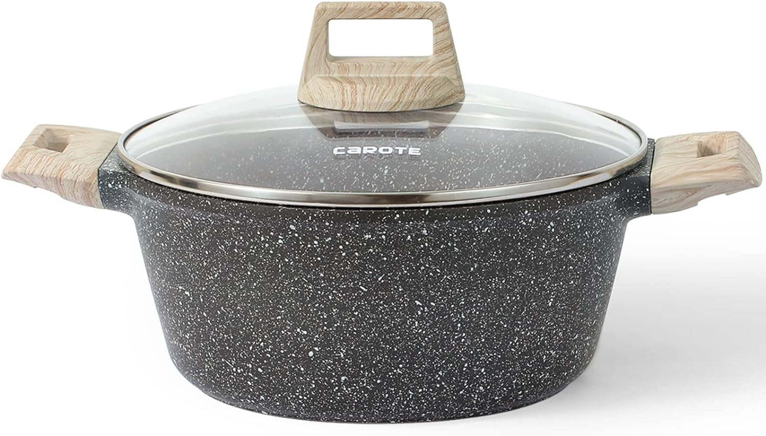 CAROTE 6 Qt Nonstick Stock Pot Soup Pot,Granite Cooking Pot, Casserole Dish Dutch Oven with lid Cookware PFOA Free (CLASSIC GRANITE)