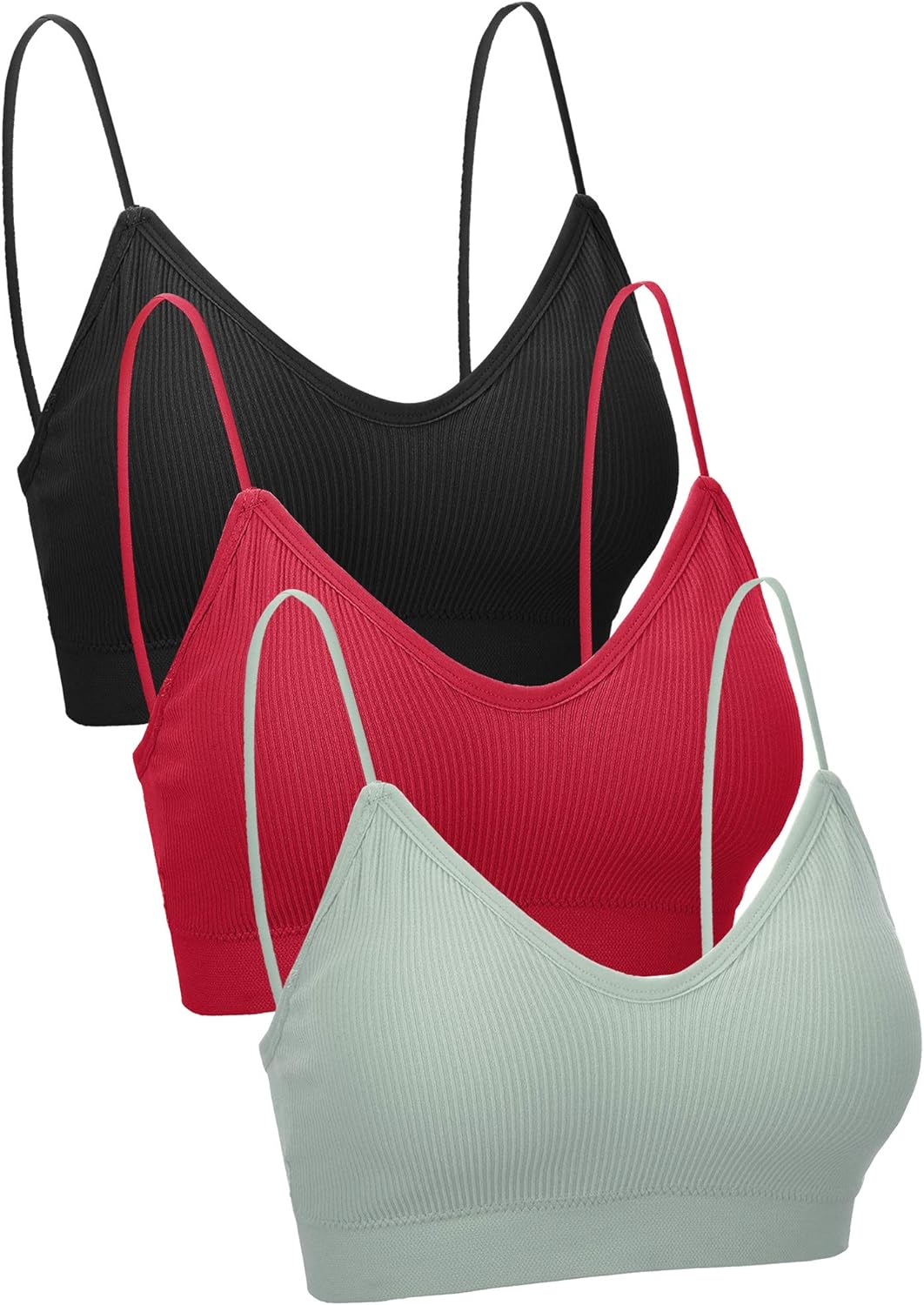 3 Pieces V Neck Women Bra Seamless Padded Camisole Bandeau Tube Bra with Elastic Straps