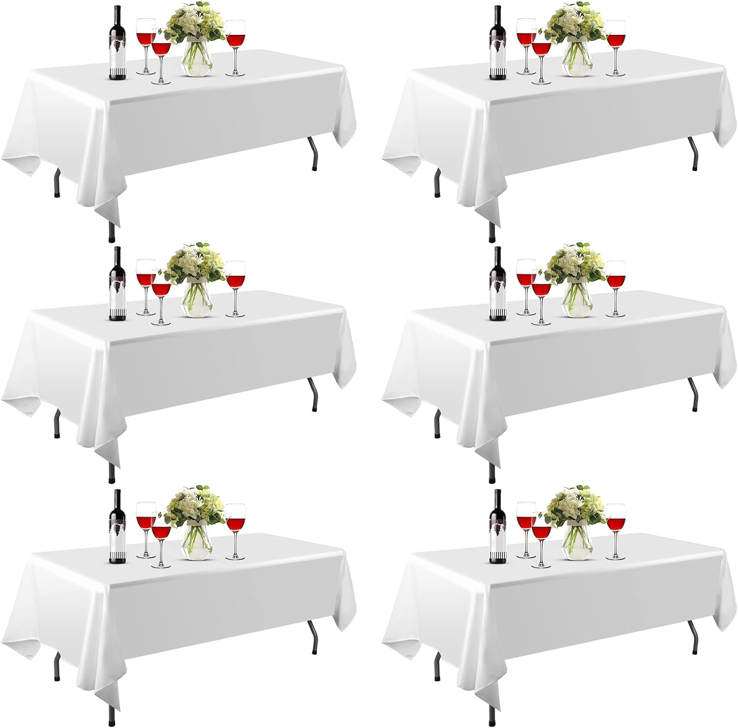 EMART 6 Pack Rectangle Tablecloth, 60 x 126 inch White Table Clothes for 8 Foot Rectangle Tables for Parties Weddings Banquet Picnic Thanksgiving Christmas Event