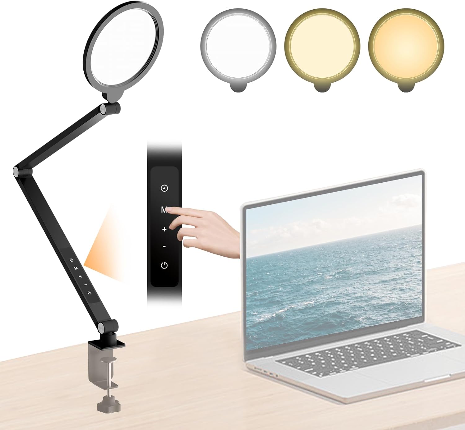 Desk Lamps for Home Office -EMART Video Conference Lighting Kit, Desk Light with Clamp for Studio Video Task Workbench Remote Work, Swing Arm Light for Computer Zoom Meeting, Streaming Light