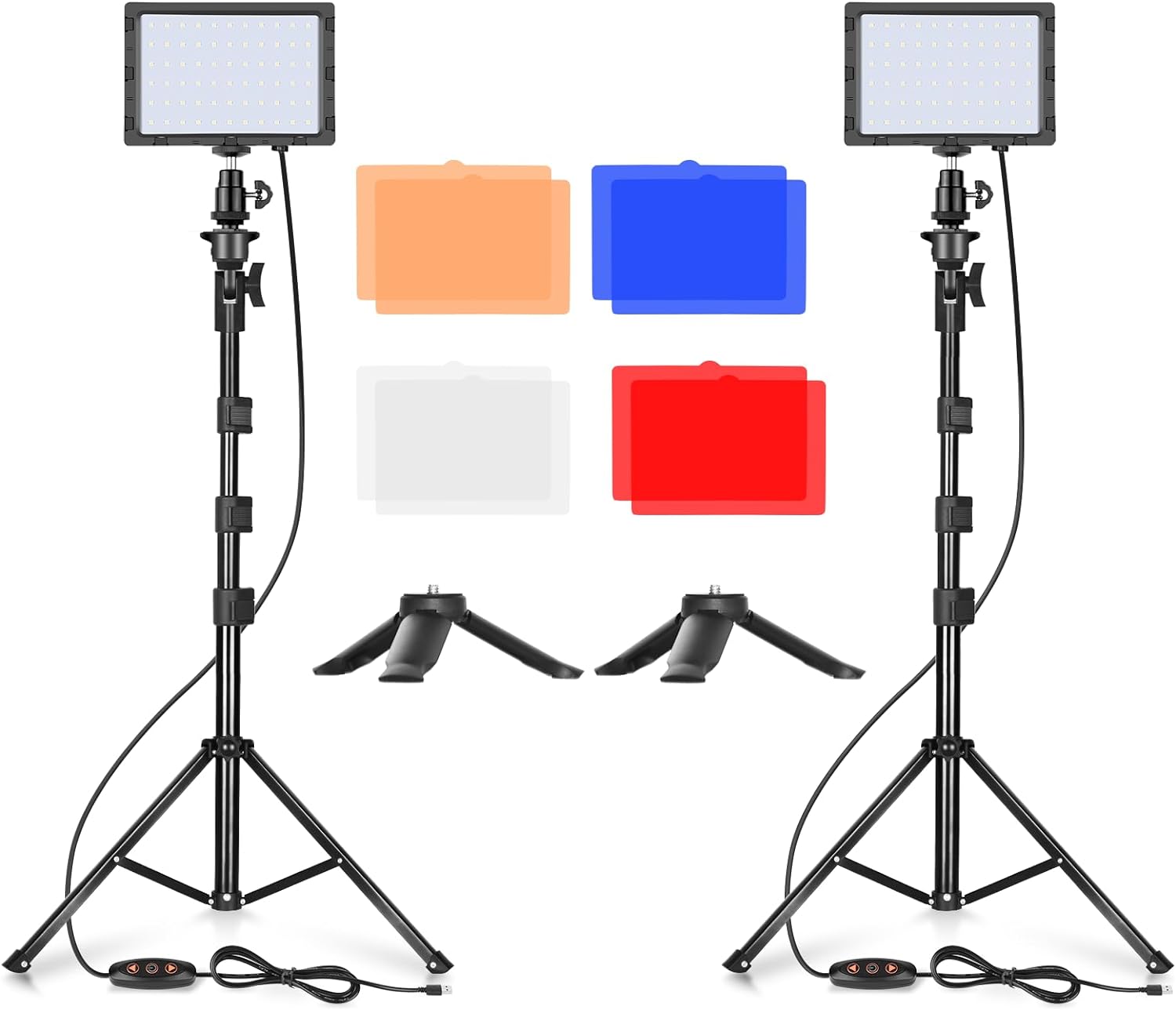 Emart Led Photo Fill Light Dimmable 5600k & Color Filter with 51inch Adjustable Stand, Portable Studio Lights for Photoshoot, Photography Video Lighting for Video Recording Streaming Filming