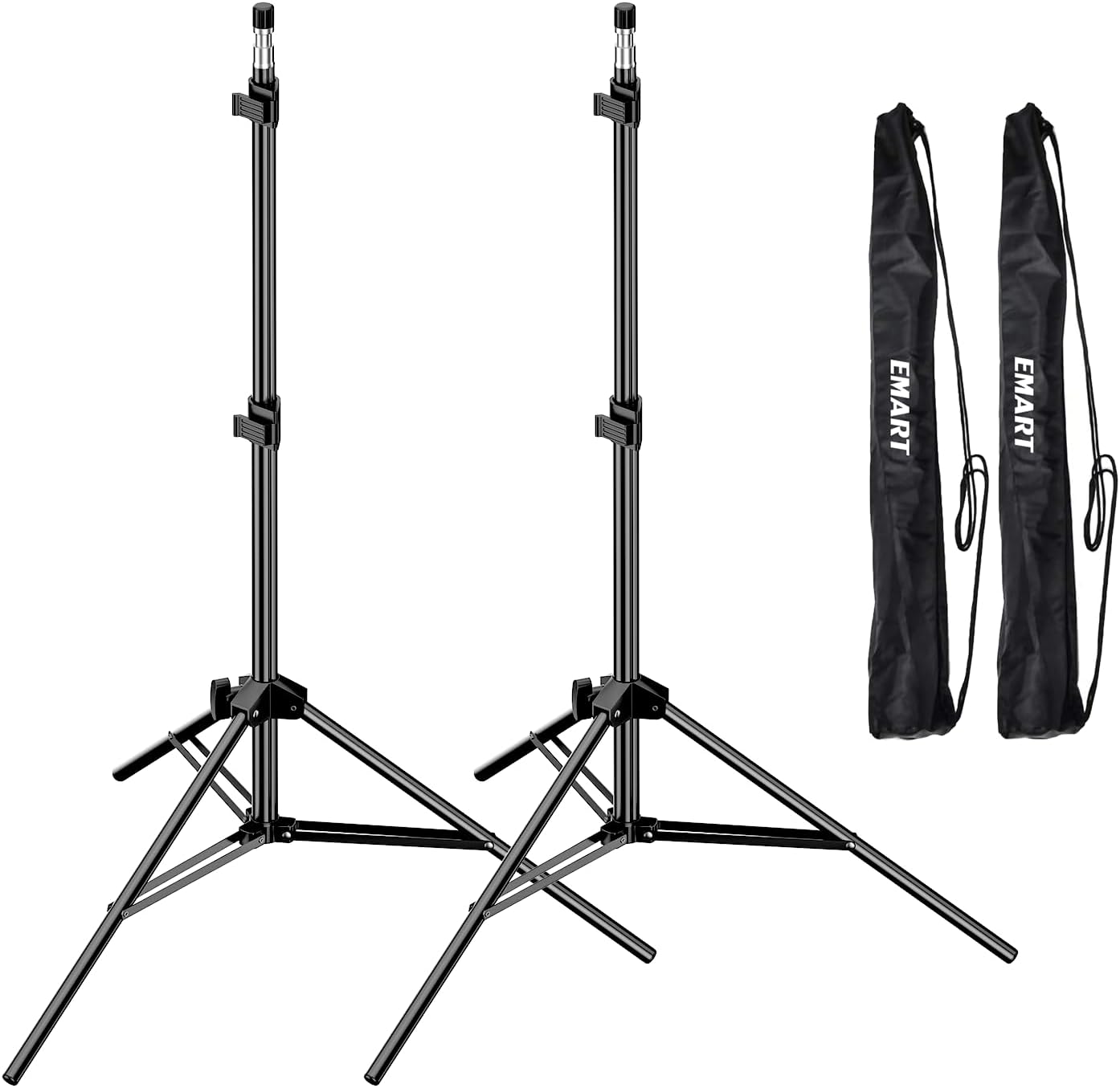 EMART 7 Ft Light Stand for Photography, Portable Photo Video Tripod Stand, Lighting Stand with Carry Case for Speedlight, Flash, Softbox, Umbrella, Strobe Light, Camera, Photographic Portrait - 2 Pack