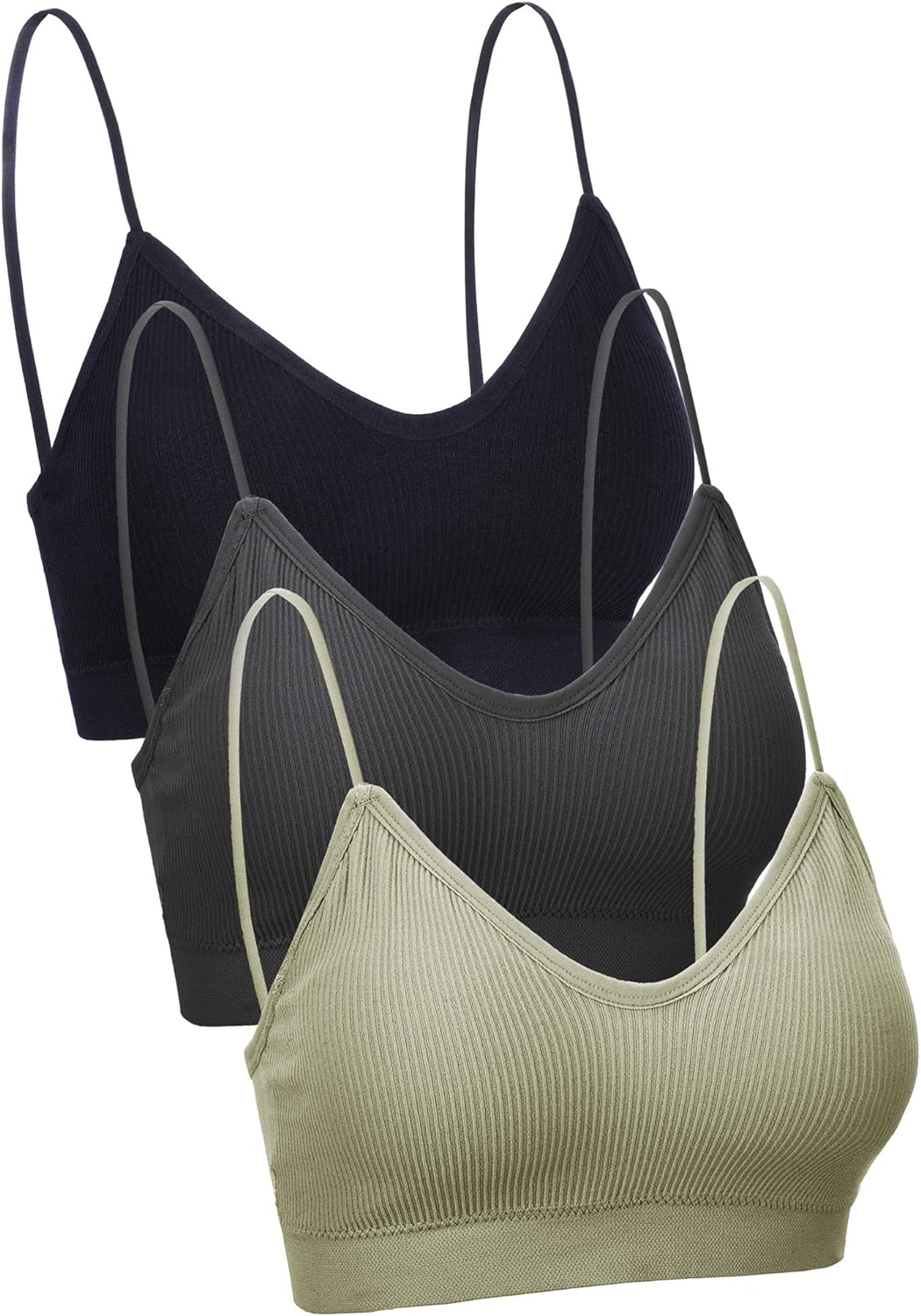 3 Pieces V Neck Women Bra Seamless Padded Camisole Bandeau Tube Bra with Elastic Straps