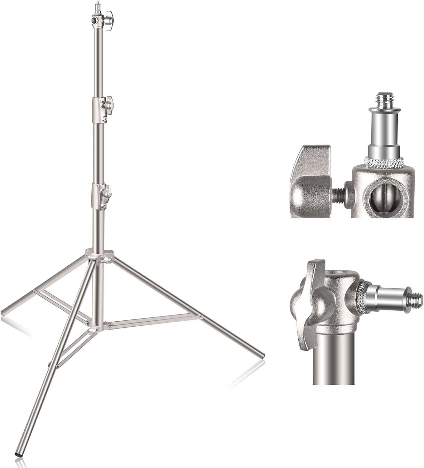 EMART 9.2ft/2.8m Stainless Steel Light Stand, Spring Cushioned Heavy Duty Tripod Stand with 1/4 to 3/8 Universal Adapter for Studio Softbox, Monolight, Umbrella, Reflector, Strobe Light, Photography