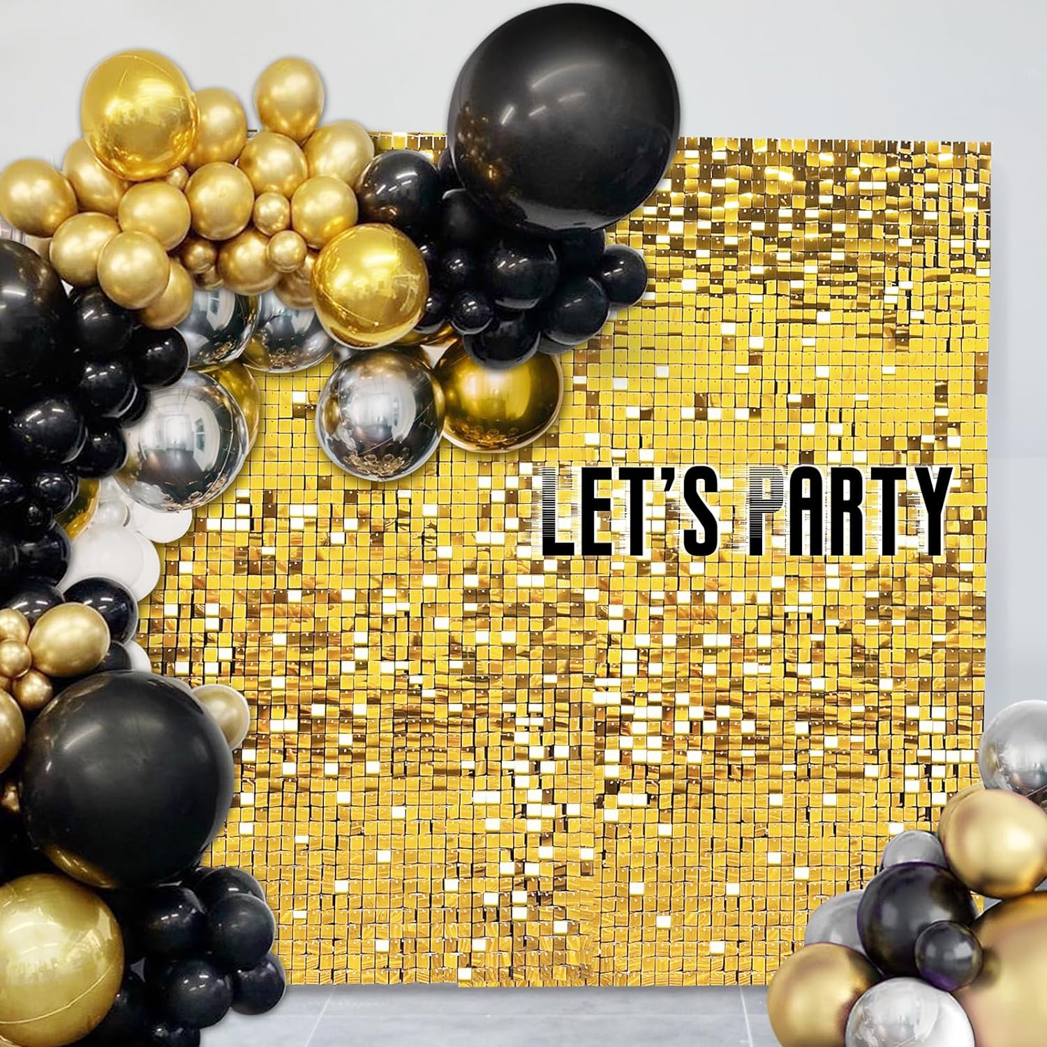 Emart Gold Shimmer Wall Backdrop Sequin Panels Photo Background Decoration for Party, Birthday, Wedding - 12 PCS