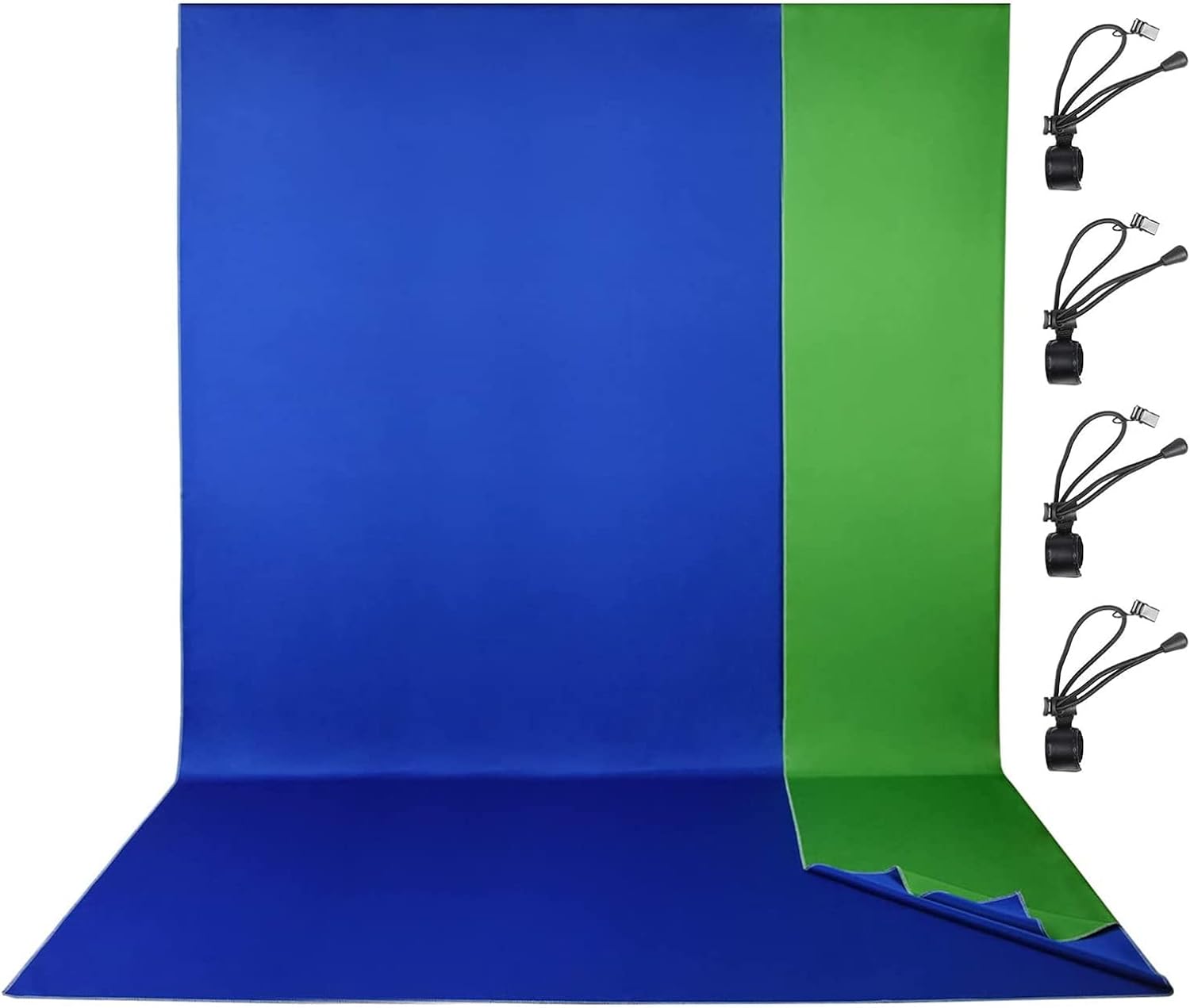 EMART 6 x 9 ft Photography Backdrop Background, Chromakey Green/Blue 2-in-1Polyester-Cotton Background Screen for Photo Video Studio, 4 x Backdrop Clip