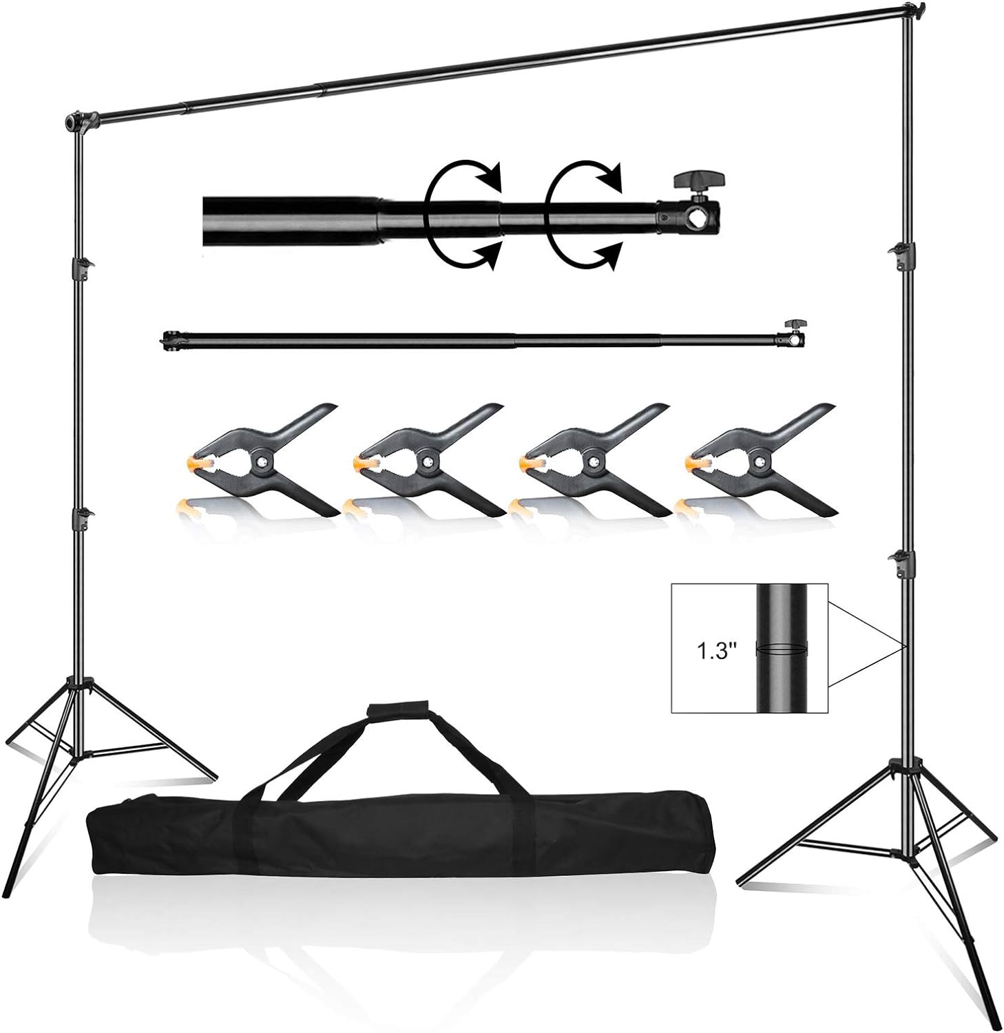 EMART 10 x 10 ft Photo Video Studio Heavy Duty Adjustable Backdrop Support System Kit, Photography Muslin Background Stand with Carry Bag