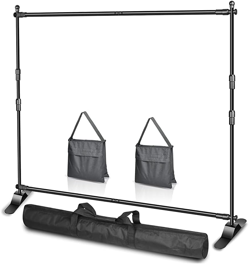 EMART 10 x 8ft (W X H) Photo Backdrop Banner Stand - Adjustable Telescopic Tube Trade Show Display Stand, Step and Repeat Frame Stand for Professional Photography Booth Background Stand Kit