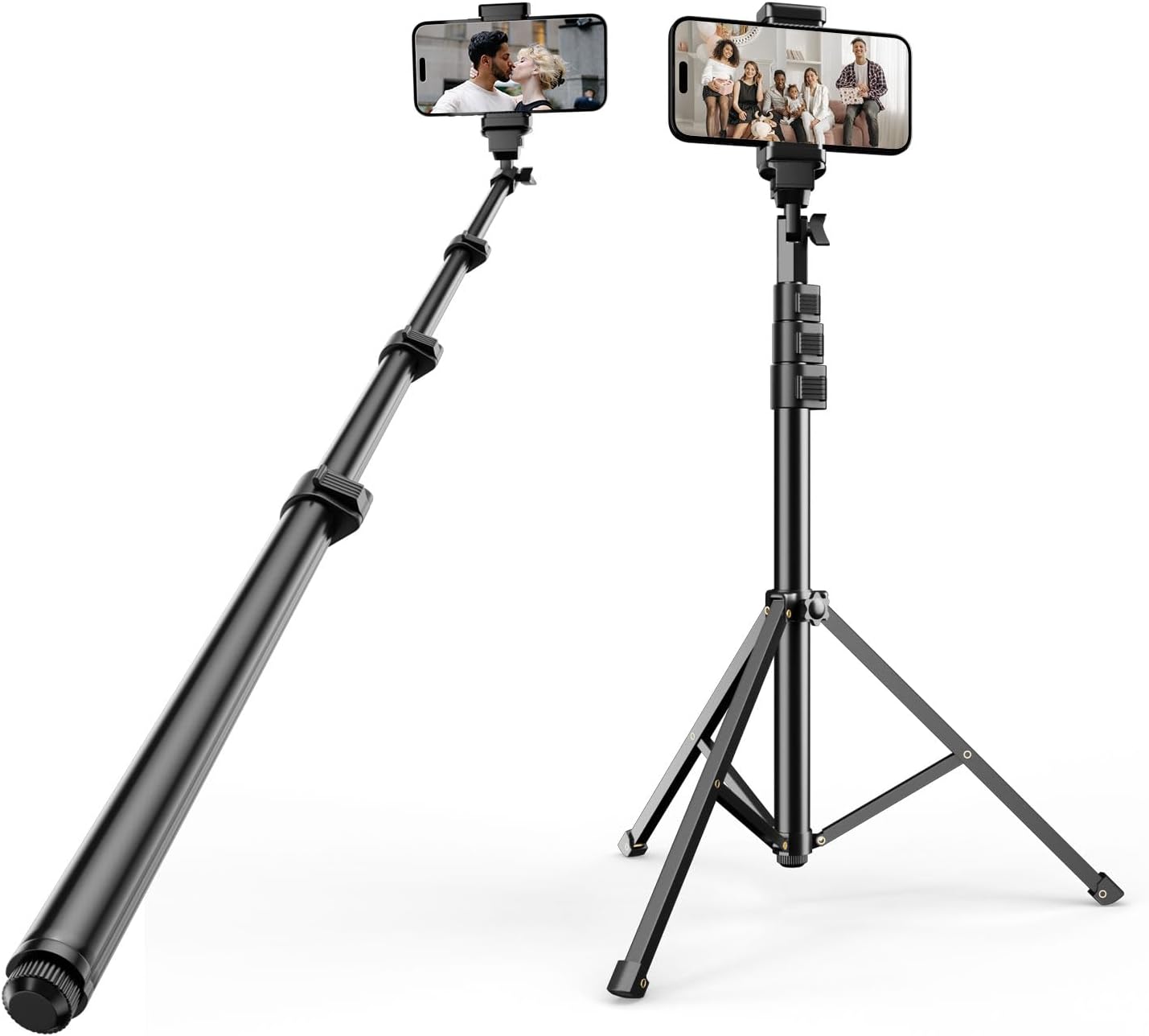 Emart Tripod for iPhone, Cell Phone Tripod Stand Vertical Selfie Stick, Adjustable 52 Tall Portable Travel tri pod for Smartphone Camera gopro