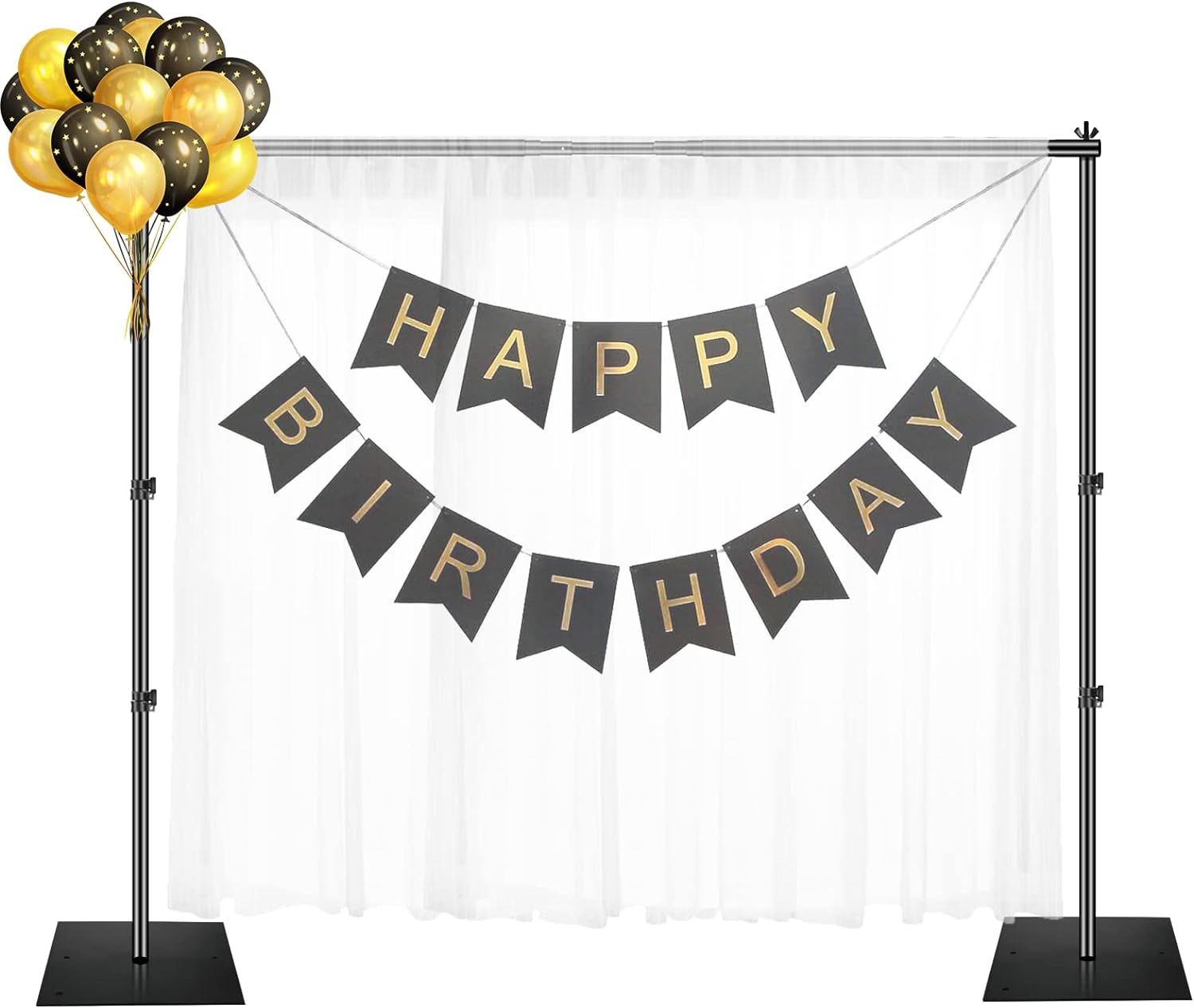 Emart Backdrop Stand, 6.5x10 ft Adjustable Photo Background Pipe and Drape Photography Kit with Heavy Duty Metal Base for Parties, Wedding, Video Studio, Birthday