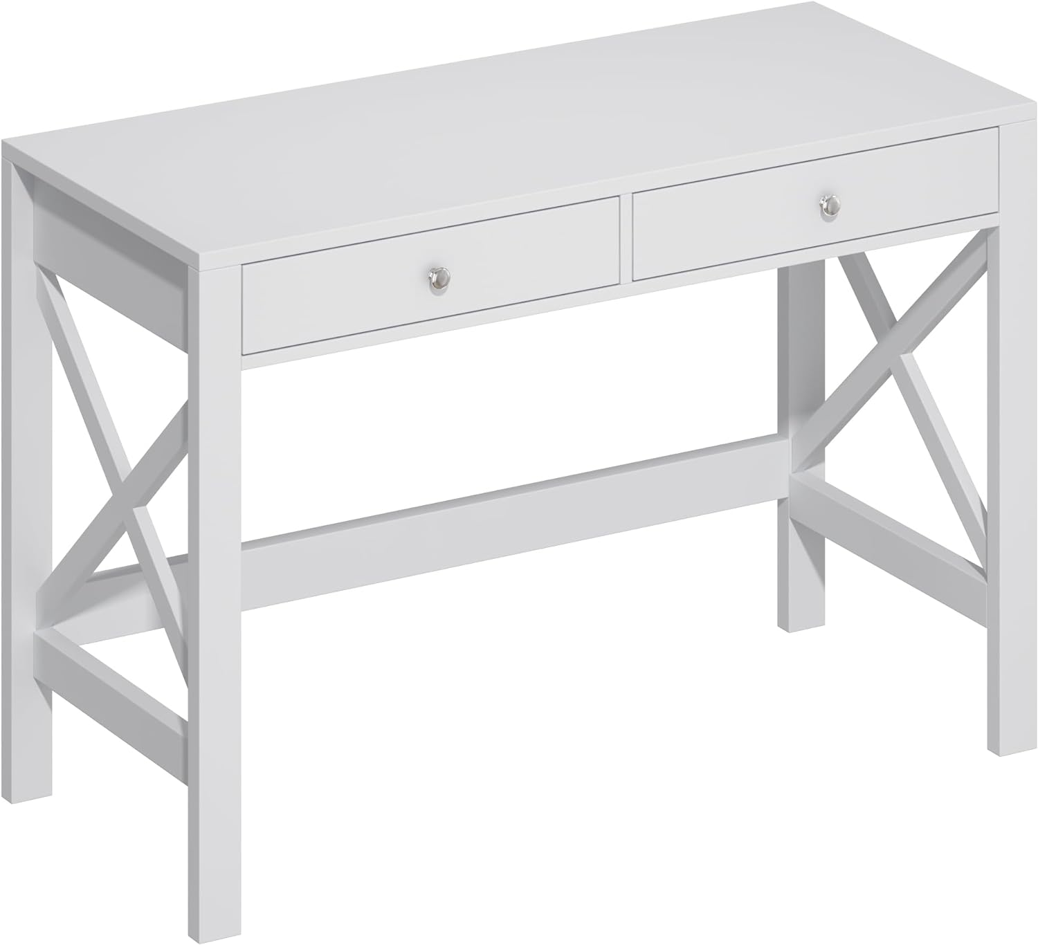 ChooChoo Computer Desk Study for Home Office, Modern Simple 40 Inches White Desk with Drawers, Makeup Vanity Console Table