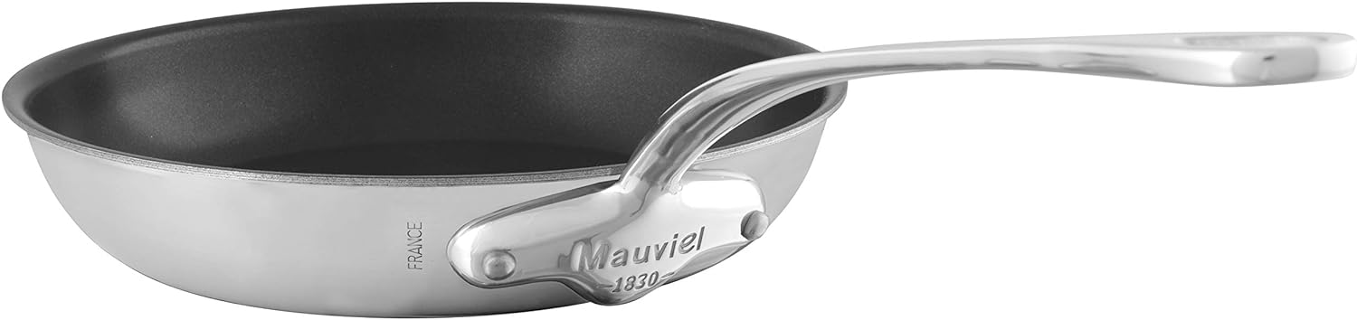 Mauviel M'Urban 3 Tri-Ply Brushed Stainless Steel Nonstick Frying Pan With Cast Stainless Steel Handles, 10.2-in Made In France