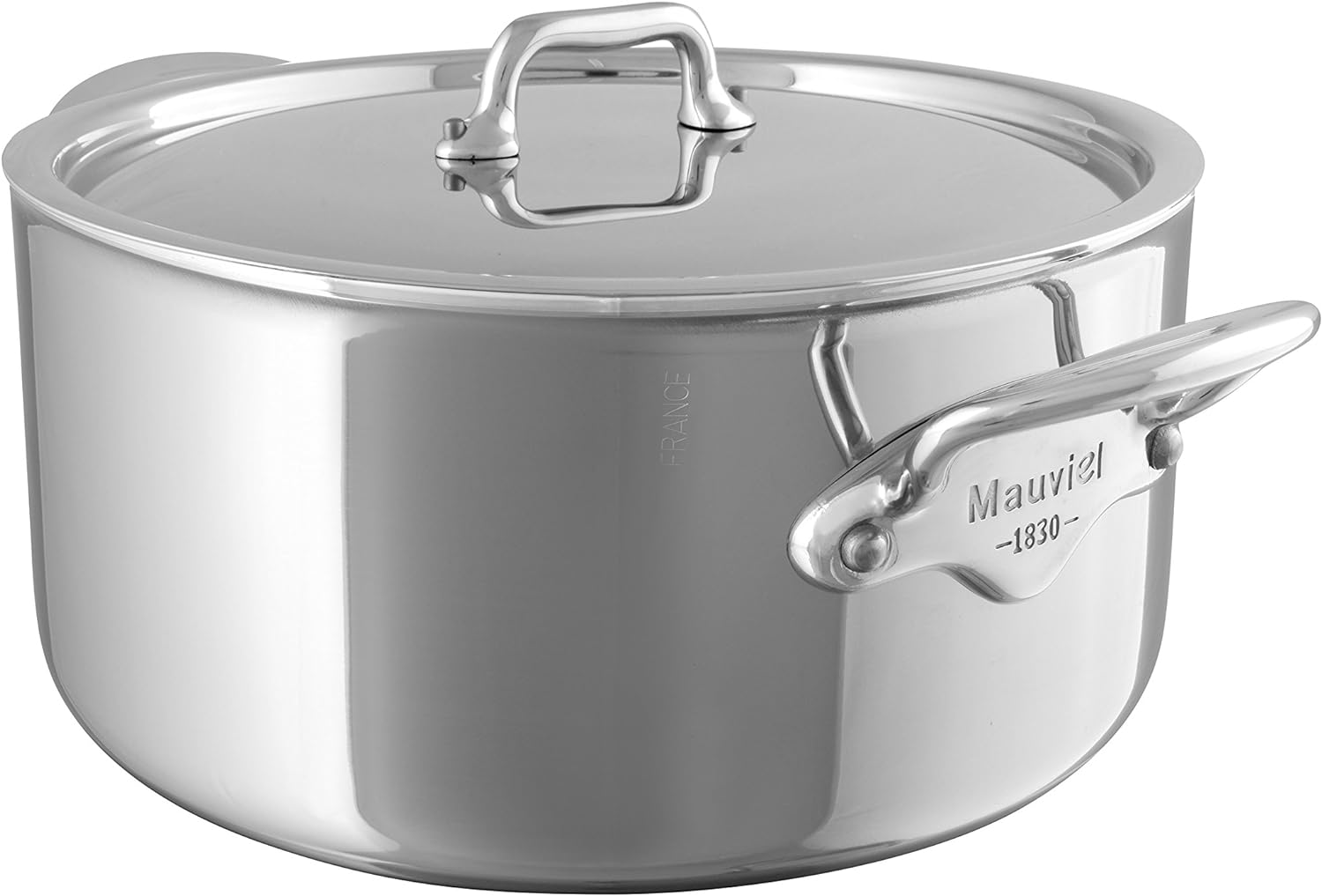 Mauviel M'Cook 5-Ply Polished Stainless Steel Stewpan With Lid, And Cast Stainless Steel Handles, 3.4-qt, Made In France