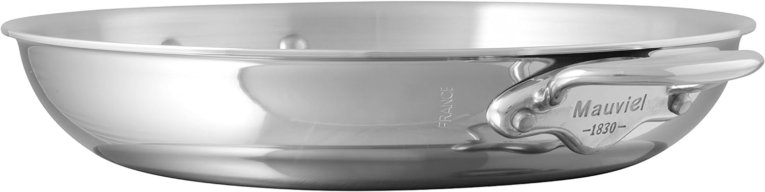 Mauviel M'Cook 5-Ply Polished Stainless Steel Round Pan With Cast Stainless Steel Handles, 11-in, Made In France