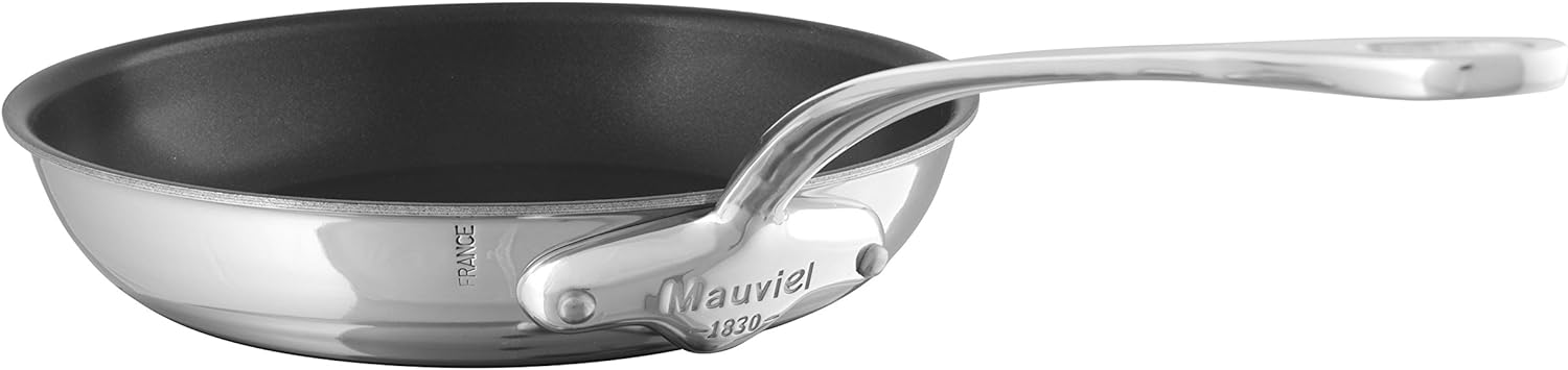 Mauviel M'Cook 5-Ply Polished Stainless Steel Nonstick Frying Pan With Cast Stainless Steel Handle, 11-in, Made In France