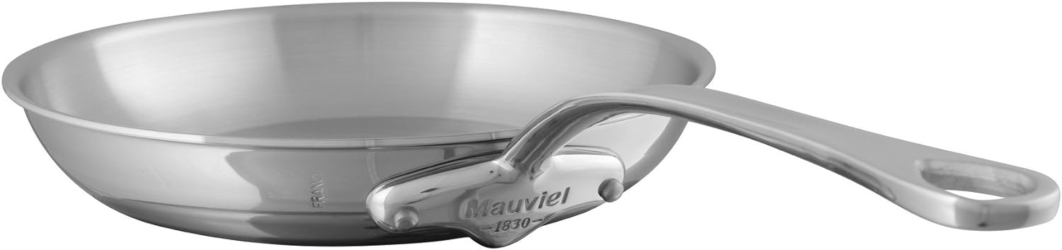 Mauviel M'Cook 5-Ply Polished Stainless Steel Frying Pan With Cast Stainless Steel Handle, 9.4-in, Made In France