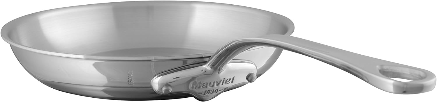 Mauviel M'Cook 5-Ply Polished Stainless Steel Fying Pan With Cast Stainless Steel Handle, 11-in, Made In France