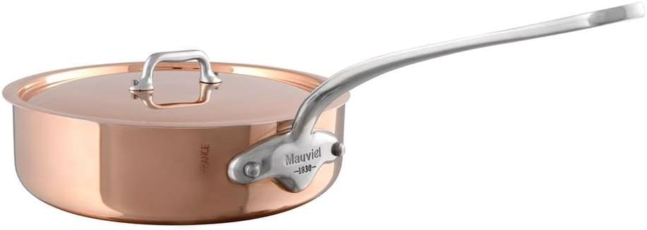 Mauviel Made In France M'Heritage Copper M150S 6111.25 3-1/5-Quart Covered Saute Pan, Cast Stainless Steel Handles.