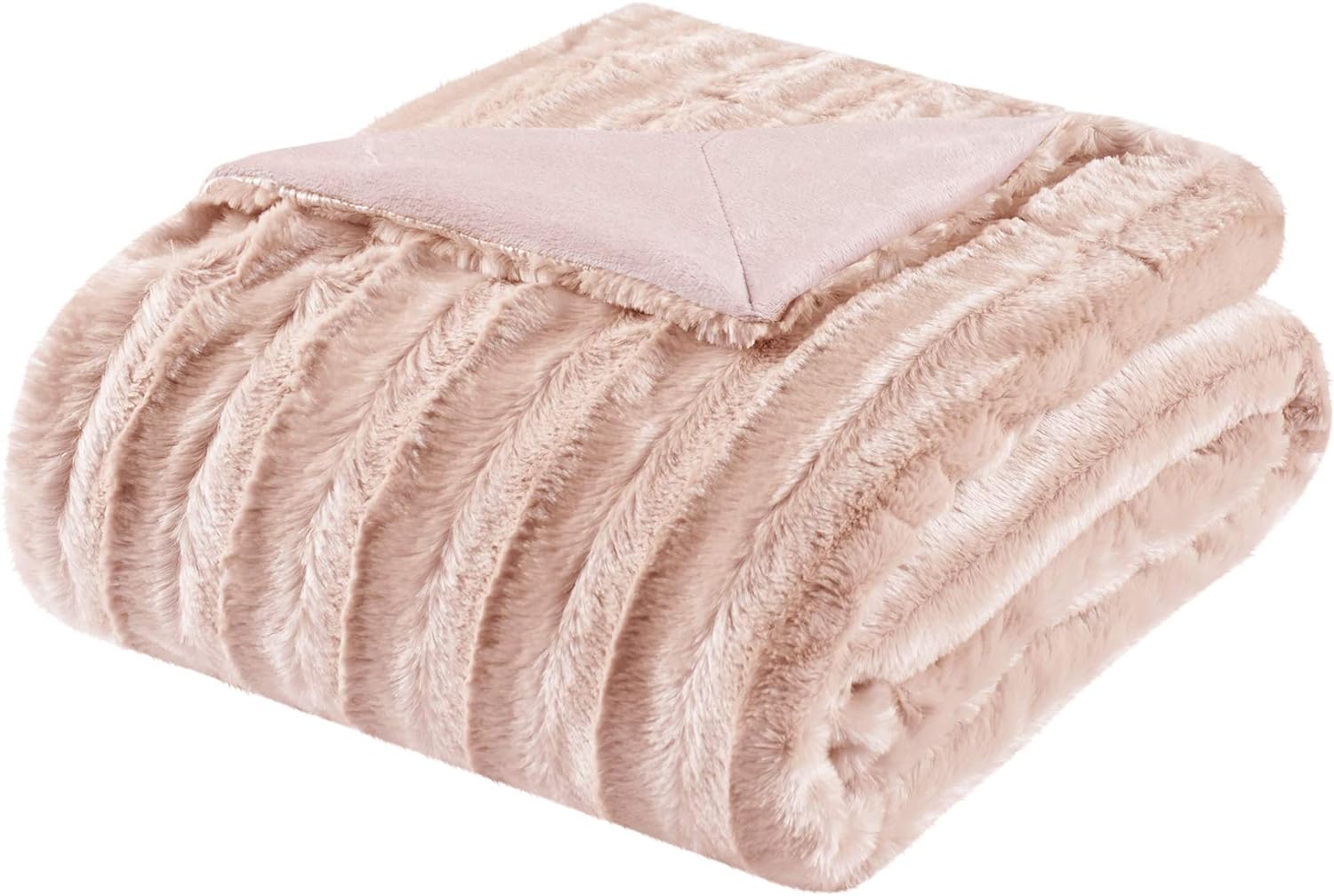 Madison Park Duke Reversible Long Faux Fur and Micro Fur Throw 50x60 Super Soft Lush Comfort