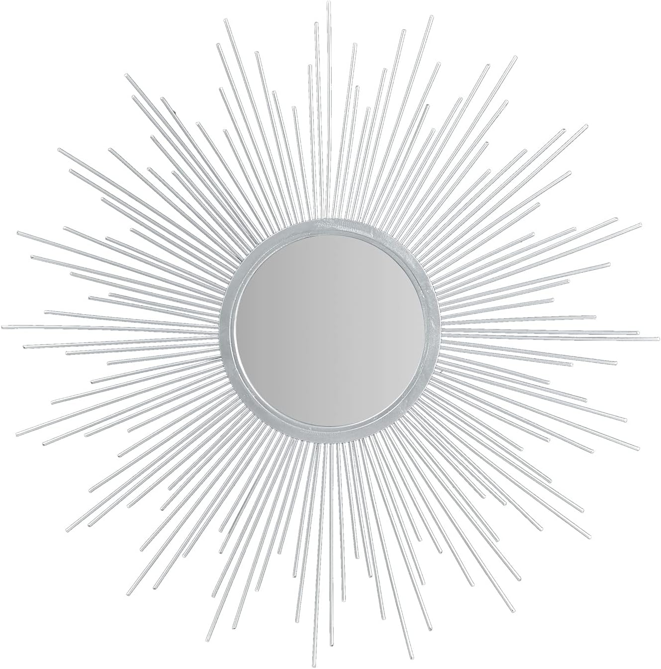 Madison Park Wall Dcor Fiore Metal Sunburst Mirror for Living Room - Home Accent, Ready to Hang Bedroom Decoration, 29.5 Diameter, Silver