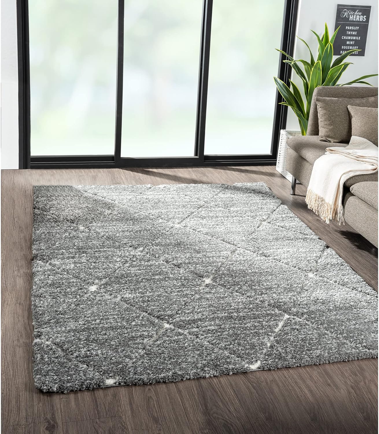 Madison Park Sophie Woven Turkish Area Rugs for Living Room, Indoor Dining Accent Modern Home Dcor, Ultra Soft Floor Carpets for Dining Room, 5'W x 7'L Grey/Cream