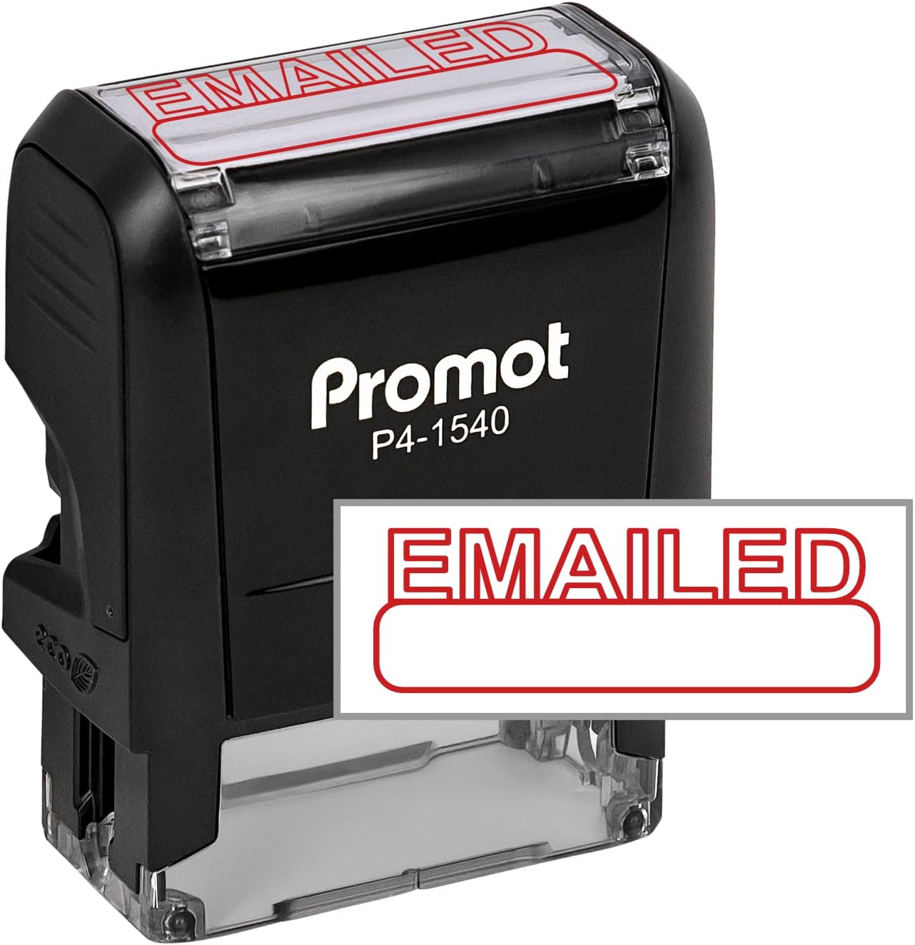 Promot Emailed Self Inking Rubber Stamp - Refillable Stampers for Office - Business, Accounting, Bookkeeping, Coding, Legal, Notary, Work, Ordering, Inventory Stamps - Red Ink