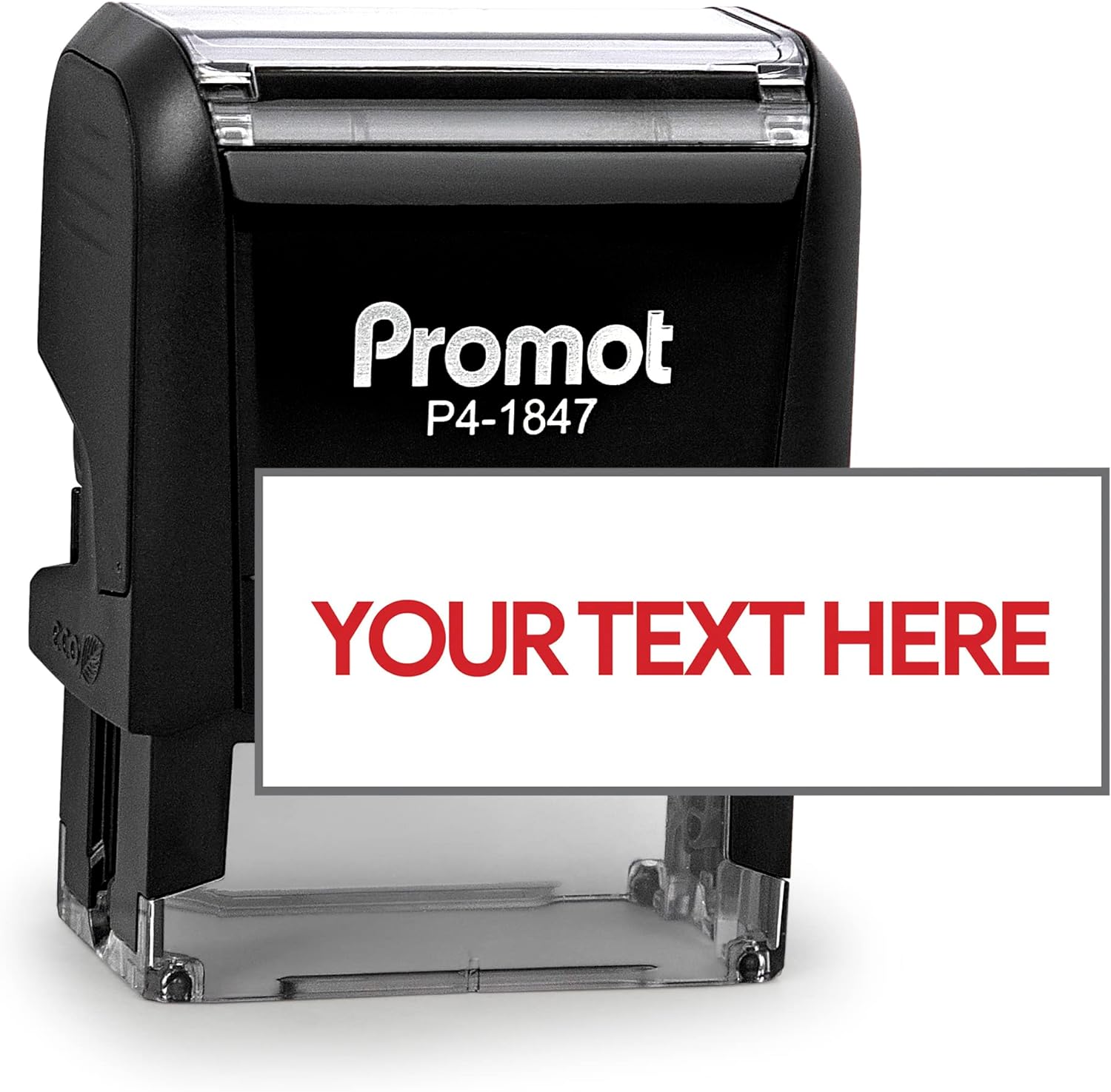 Promot Self Inking 1 Line Custom Stamp - Personalized Name Stamp for Office, Teacher, Address & Business Label Stamp - Choose Font, Ink Color, Pad, Self Inking for Personal & Professional Use - Medium