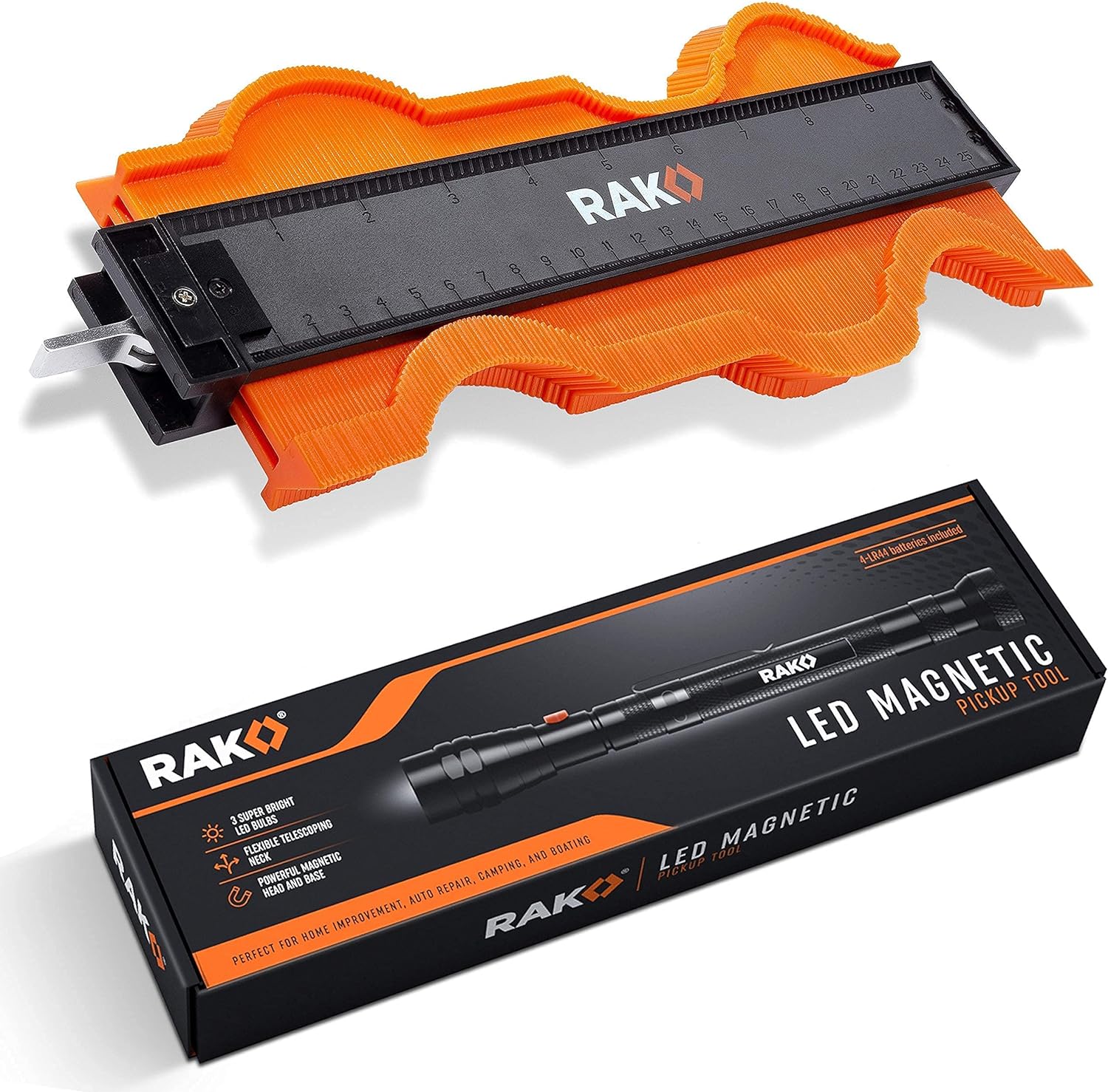 RAK Magnetic LED Pickup Tool Bundle with Contour Gauge (10 Inch Lock)