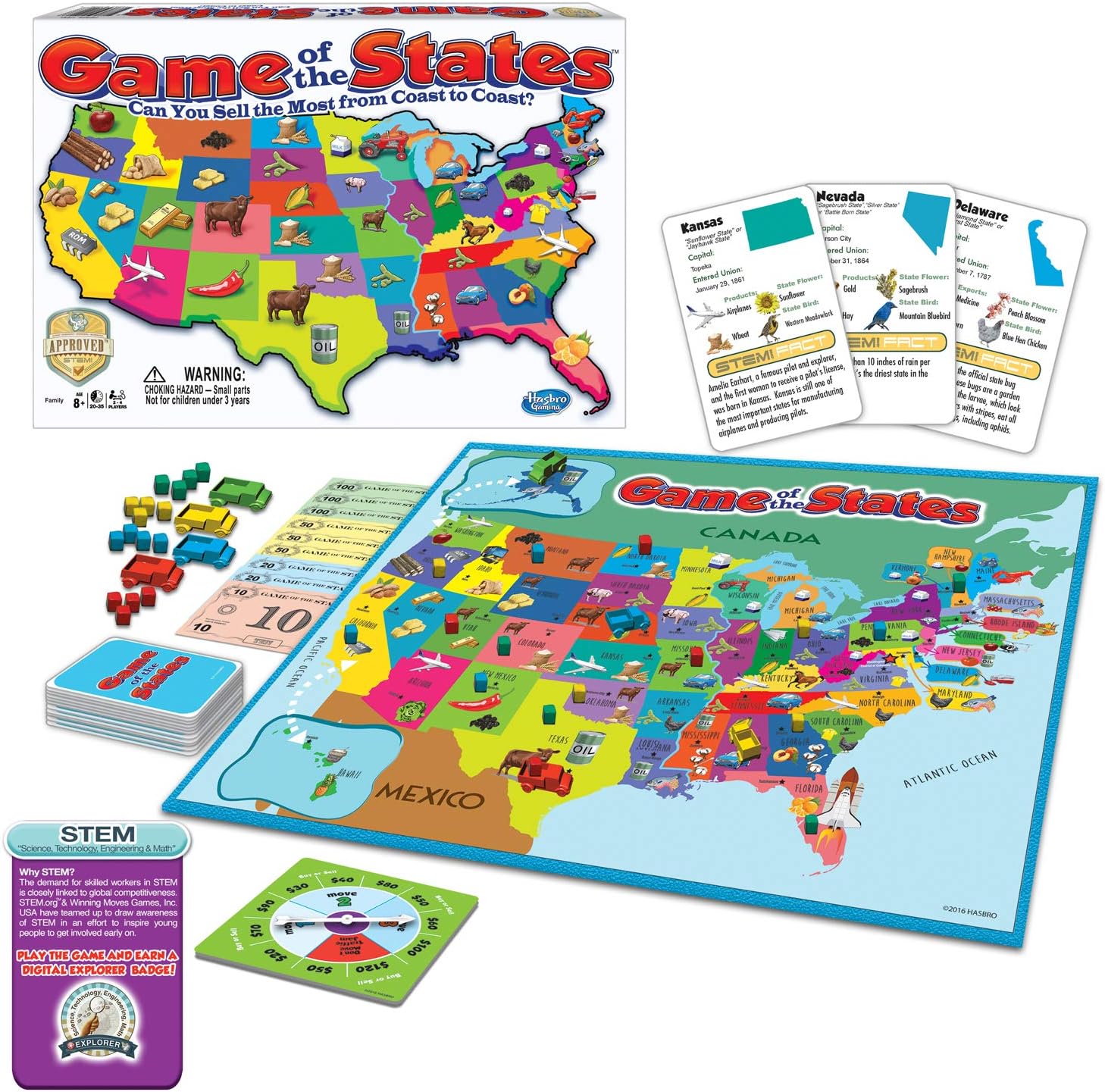 Winning Moves Game of The States, Can You Sell The Most from Coast to Coast Game Board Game (1206)